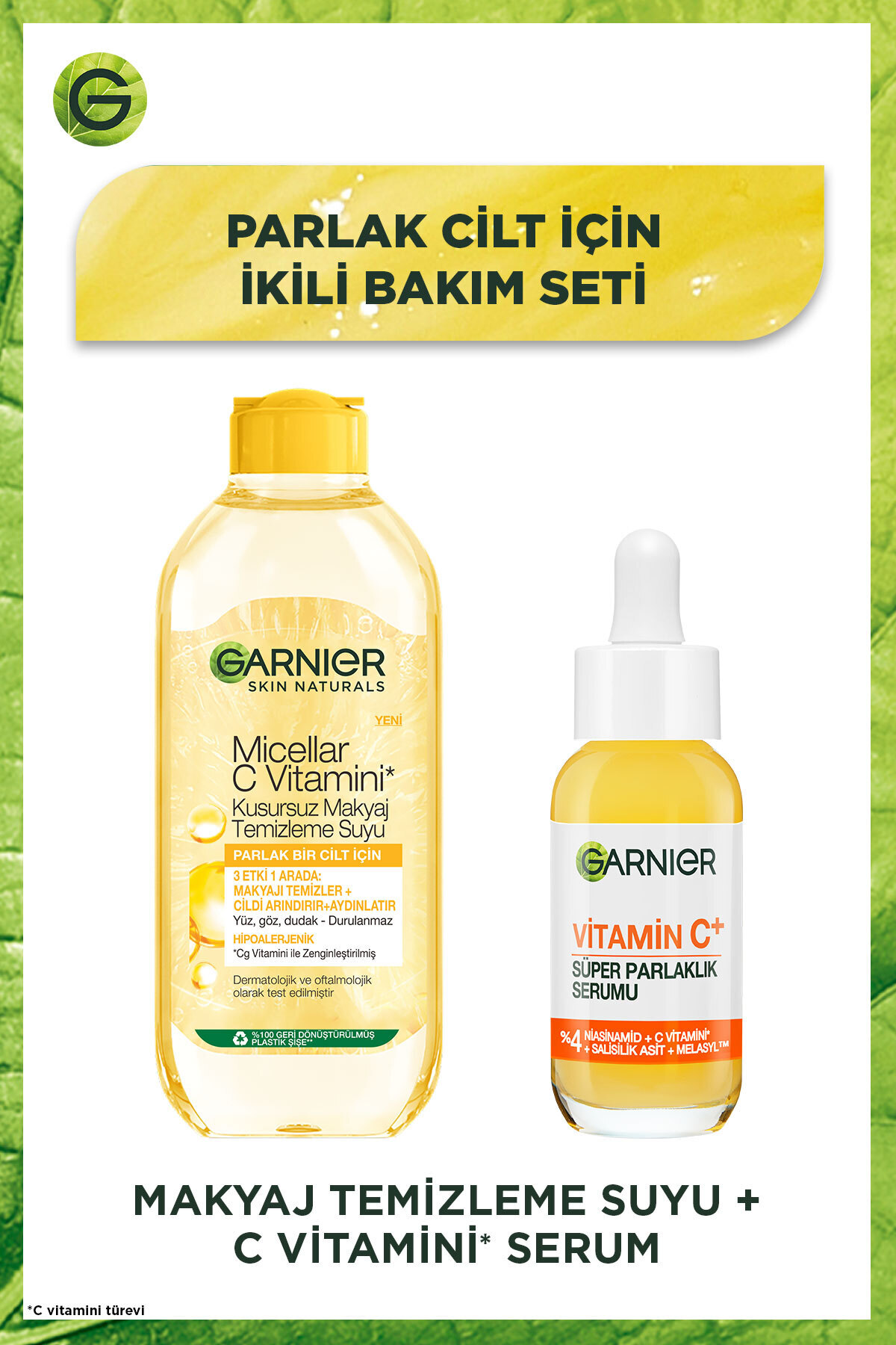 Garnier C Vitamin Serum (Niasinamid + Salisilik Asit) + Micellar Makyaj Temizleme Suyu 400ml