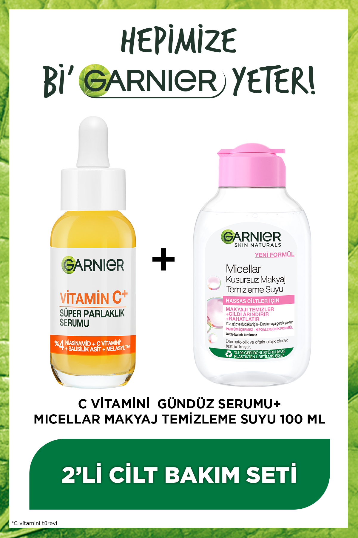 Garnier 100ml Micellar Makyaj Temizleme Suyu + C Vitamini Süper Aydınlatıcı Serum
