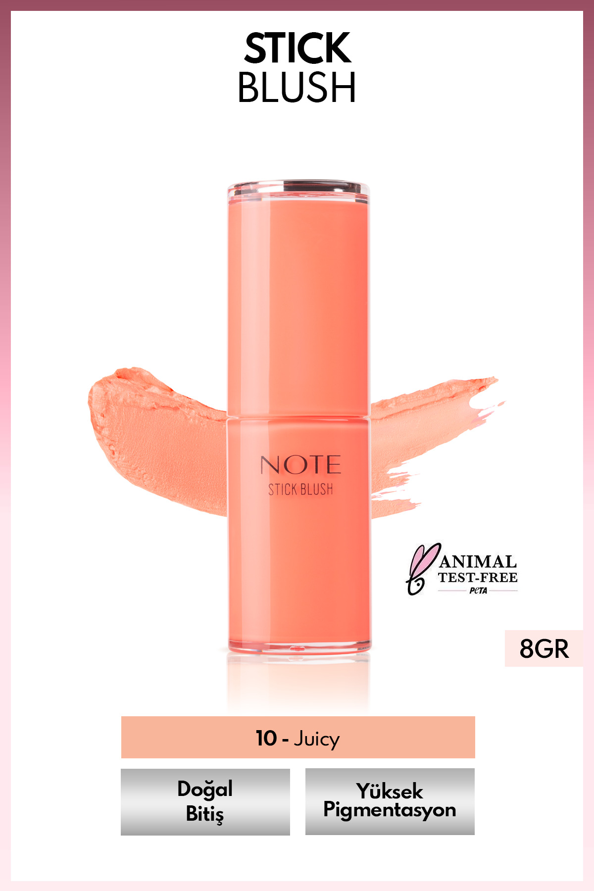 NOTE Stick Blush Nemlendirici Yumuşak Stick Allık - 10 Juicy