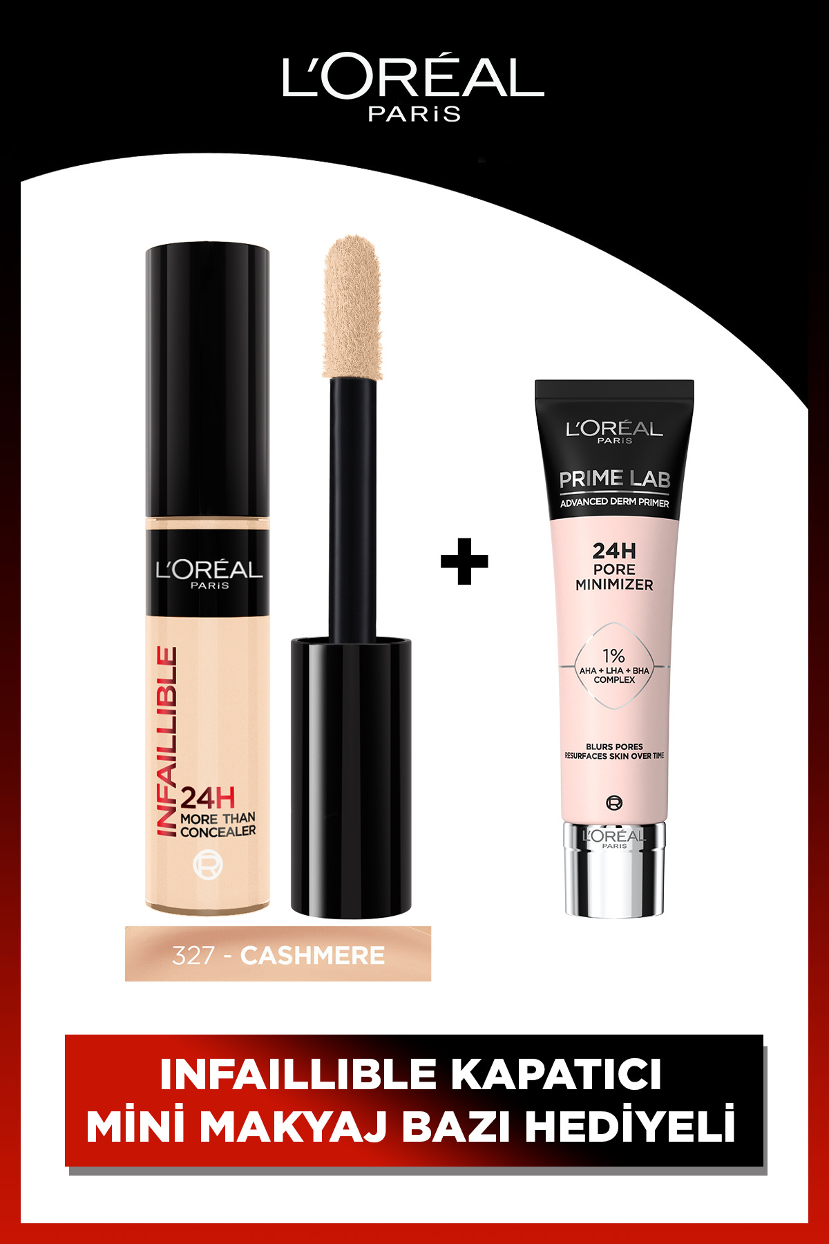 L'Oreal Paris Infaillible 327 Tüm Yüze Uygulanabilir Kapatıcı & Prime Lab Pore Mini