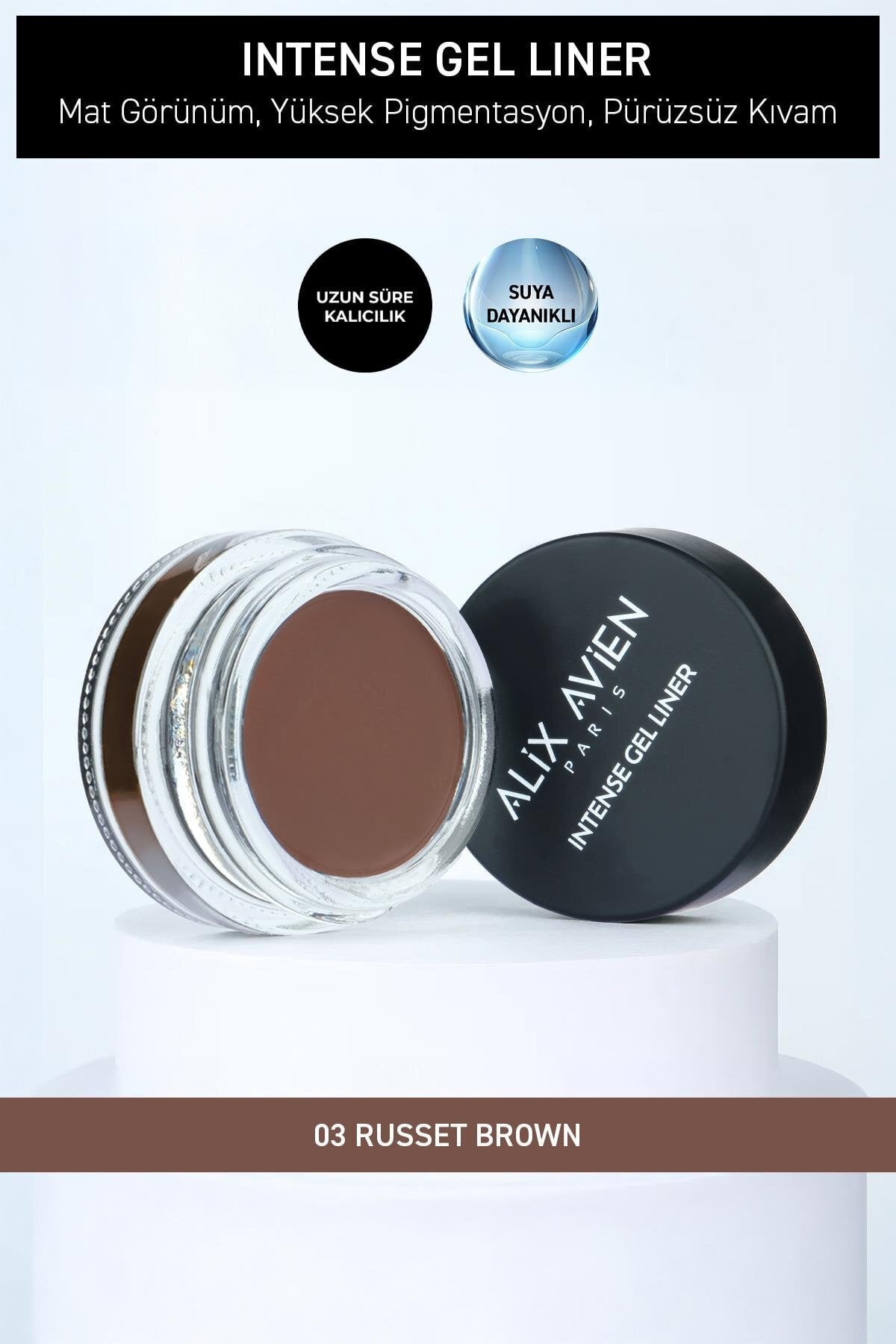 Alix Avien Yüksek Pigmentli Suya Dayanıklı Uzun Süre Kalıcı Mat Jel Eyeliner -Intense Gel Liner 03 Russet Brown