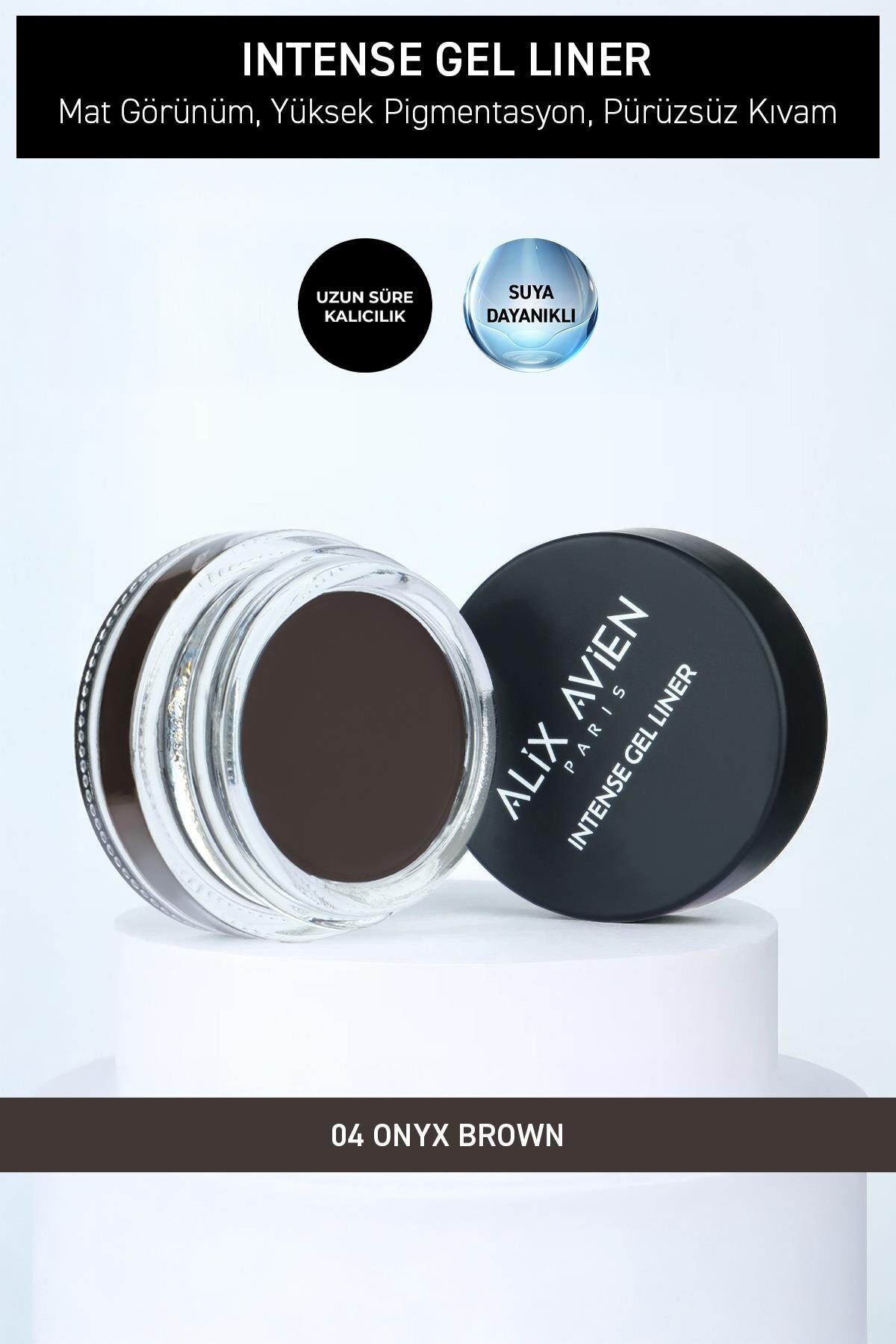 Alix Avien Yüksek Pigmentli Suya Dayanıklı Uzun Süre Kalıcı Mat Jel Eyeliner - Intense Gel Liner 04 Onyx Brown