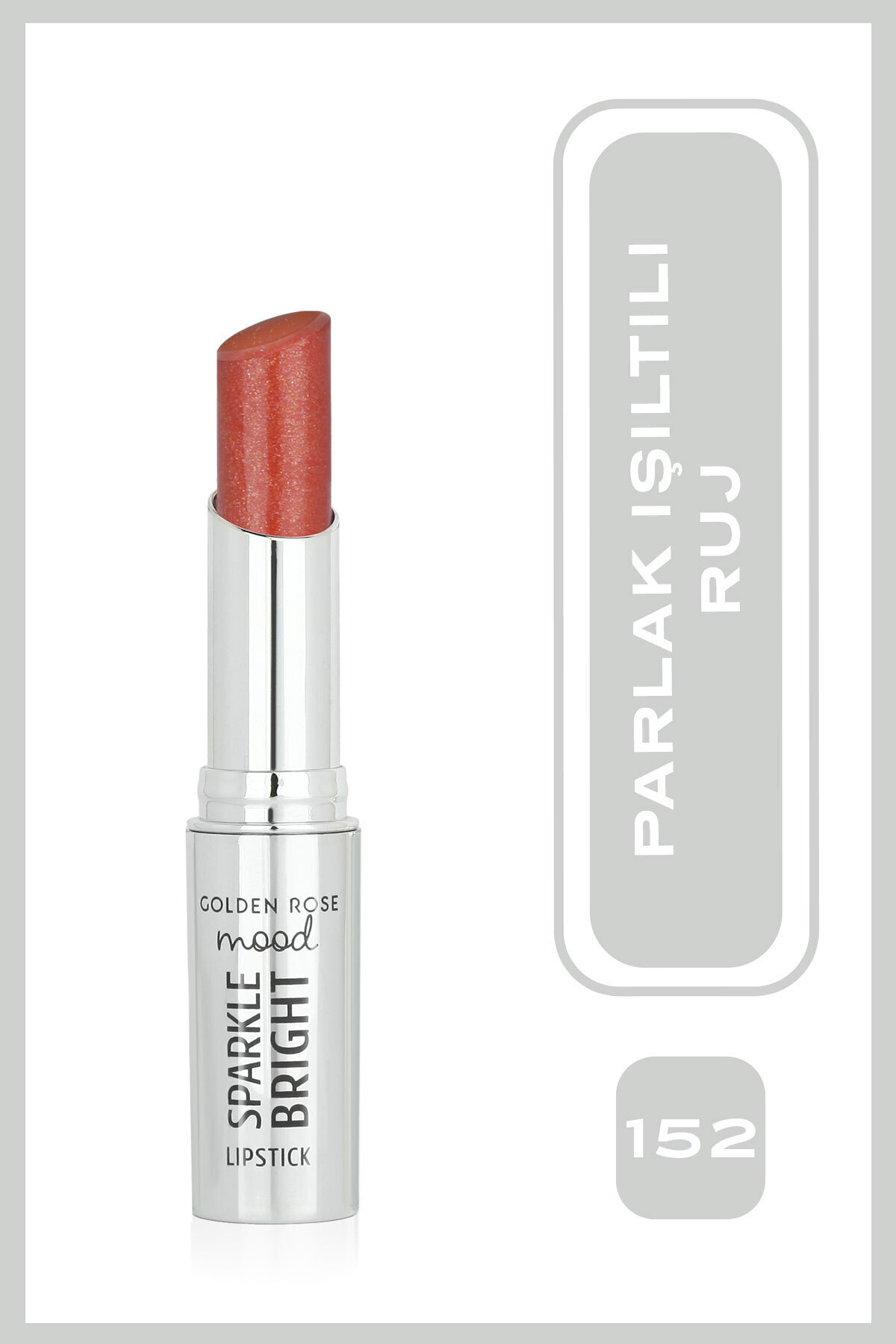 Golden Rose Mood Sparkle Bright Lipstick No: 152 Peach Glam - Yoğun Işıltılı Parlak Ruj