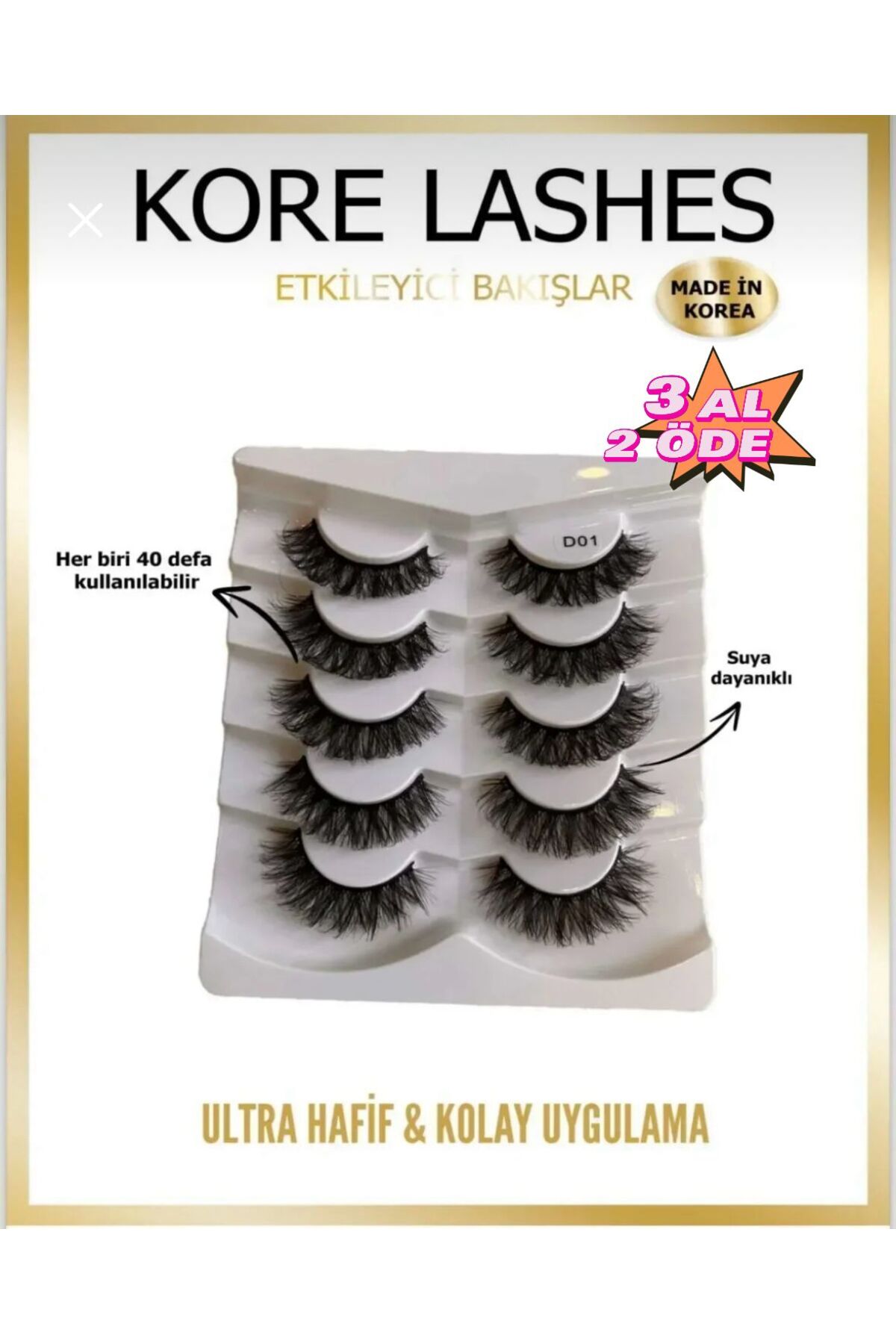 KORE LASHES Vizon Takma Kirpik 5'li Set