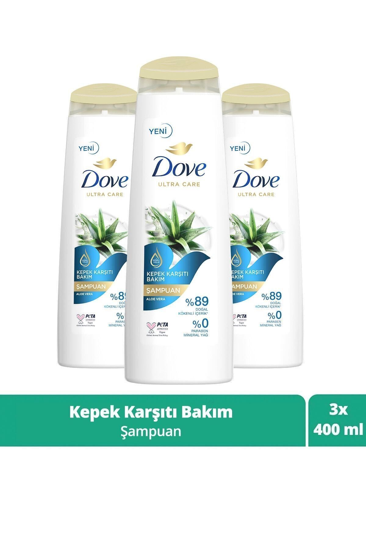 Dove ŞAMPUAN KEP.KAR. ALOE VERA 400ML 3 ADET