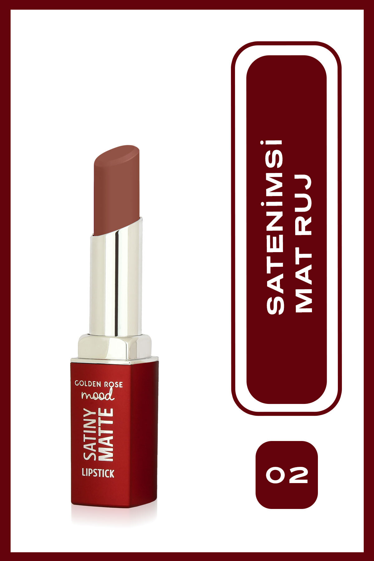 Golden Rose Mood Satiny Matte Lipstick No: 02 Velvet Taupe - Nemlendirici Mat Ruj