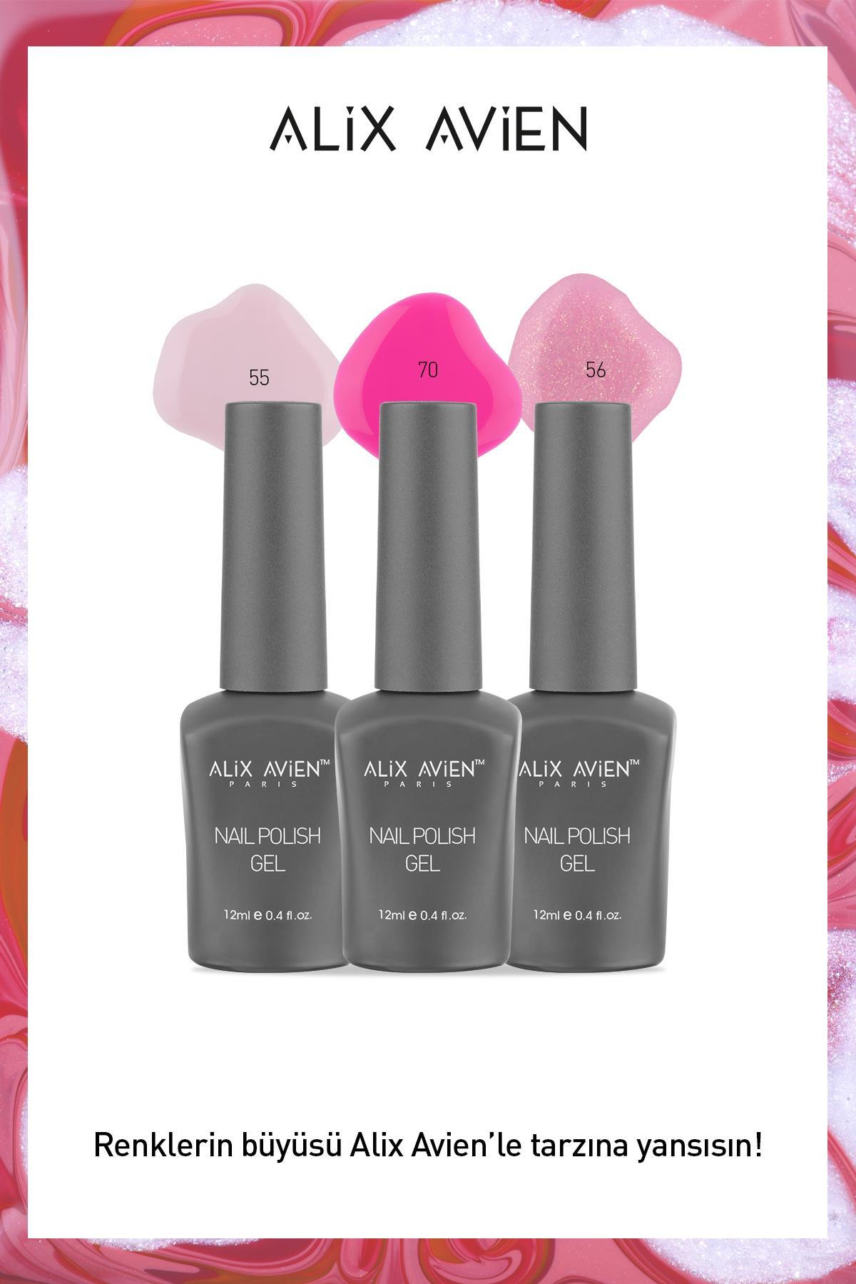 Alix Avien Yüksek Pigmentasyonlu Yoğun Renk Veren Protez Tırnak UV 3'lü Kalıcı Oje Set - Nail Polish Gel Set 02