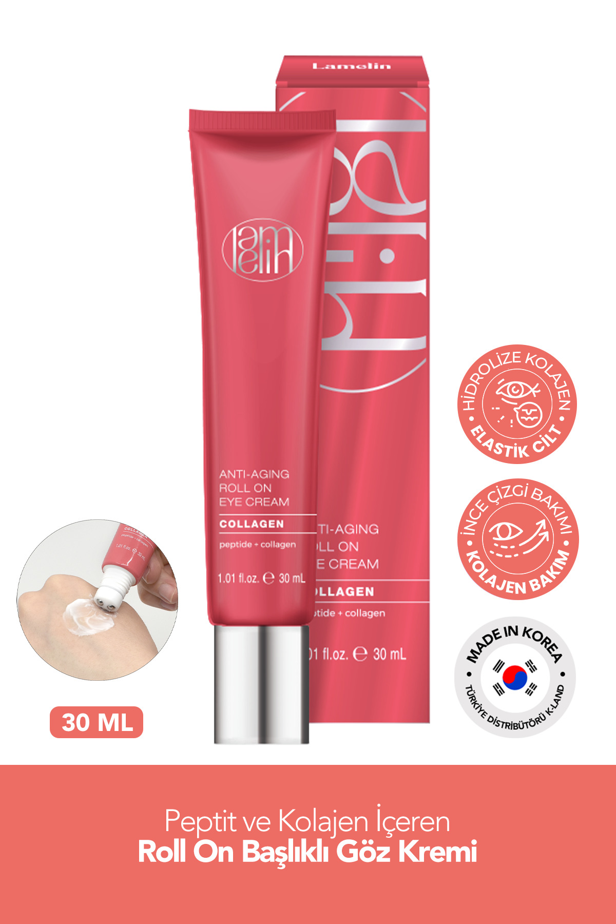 Lamelin Roll On Collagen Eye Cream – 30 ml 3’lü Masaj Başlığıyla Geliştirilmiş Göz Bakım Deneyimi