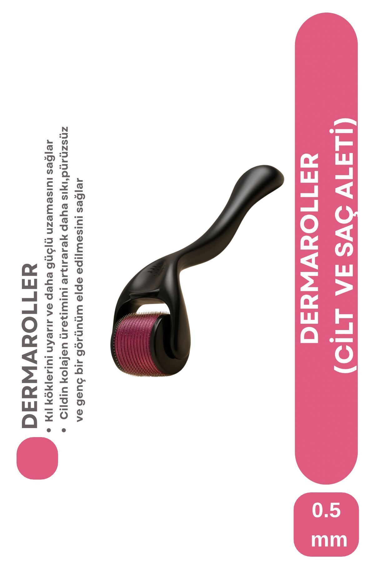 1 Adet Titanyum Uçlu 540 Iğneli Derma Roller 0.5 Mm Iğne M 0009 Saç Kaş Serum Kullanımına Uygun