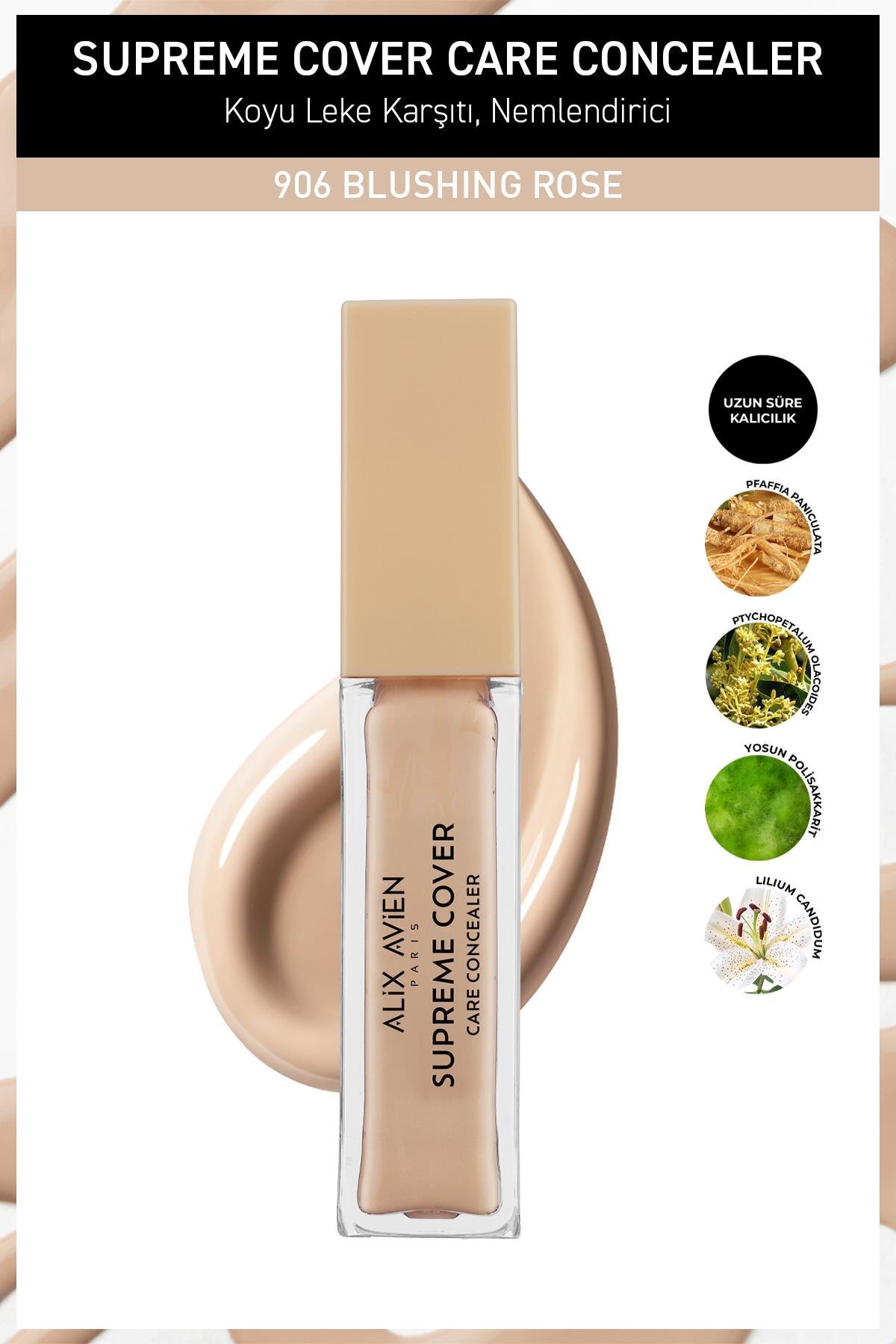 Alix Avien Kalıcı,Nemlendirici,Hücre Onarıcı Leke Karşıtı Kapatıcı - Supreme Cover Concealer 906 Blushing Rose