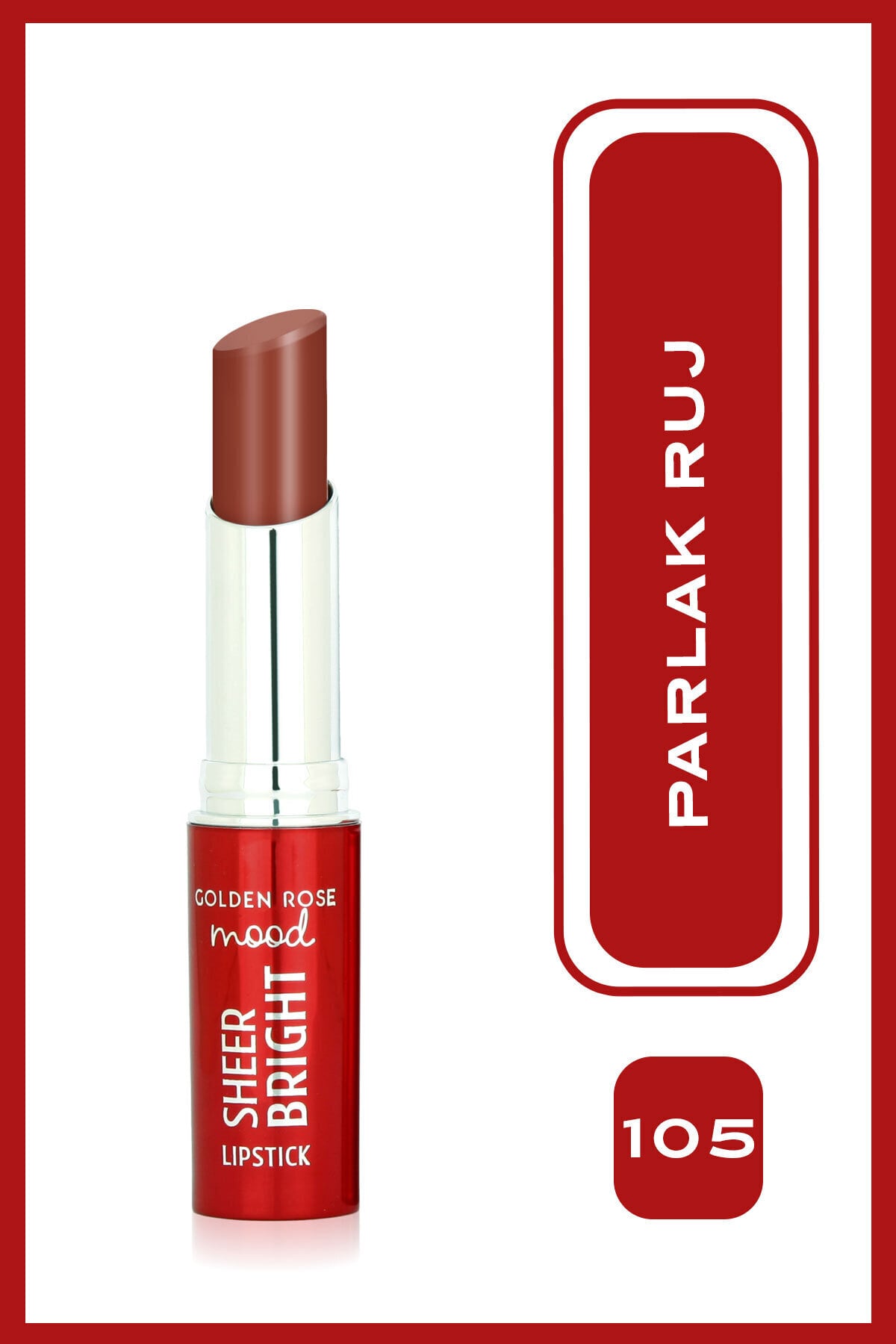 Golden Rose Mood Sheer Bright Lipstick No: 105 Hazelnut - Parlak ve Nemlendirici Ruj