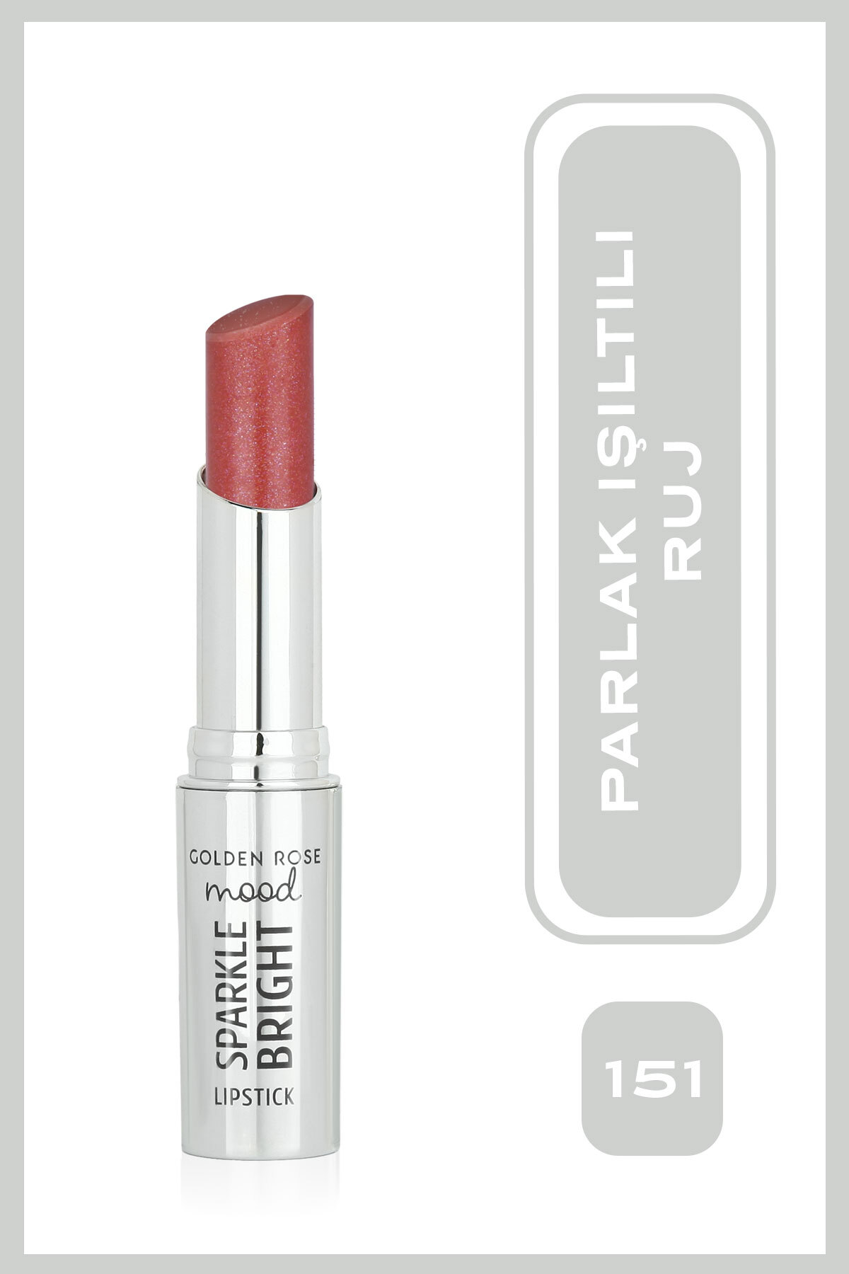 Golden Rose Mood Sparkle Bright Lipstick No: 151 Rosy Gem - Yoğun Işıltılı Parlak Ruj