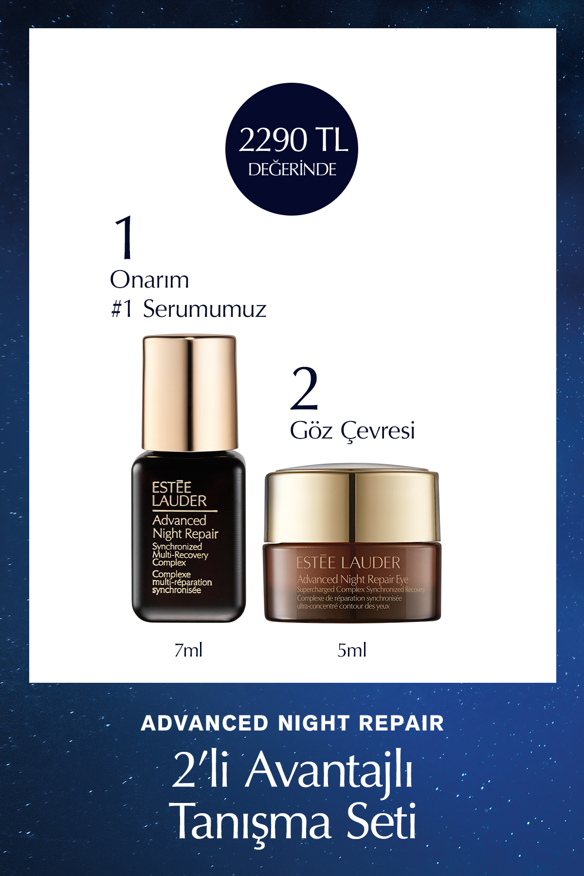Estee Lauder Advanced Night Yaşlanma Karşıtı Onarıcı ve 72 Saat Boyunca Yoğun Nemlendirici Seyehat Boy Set