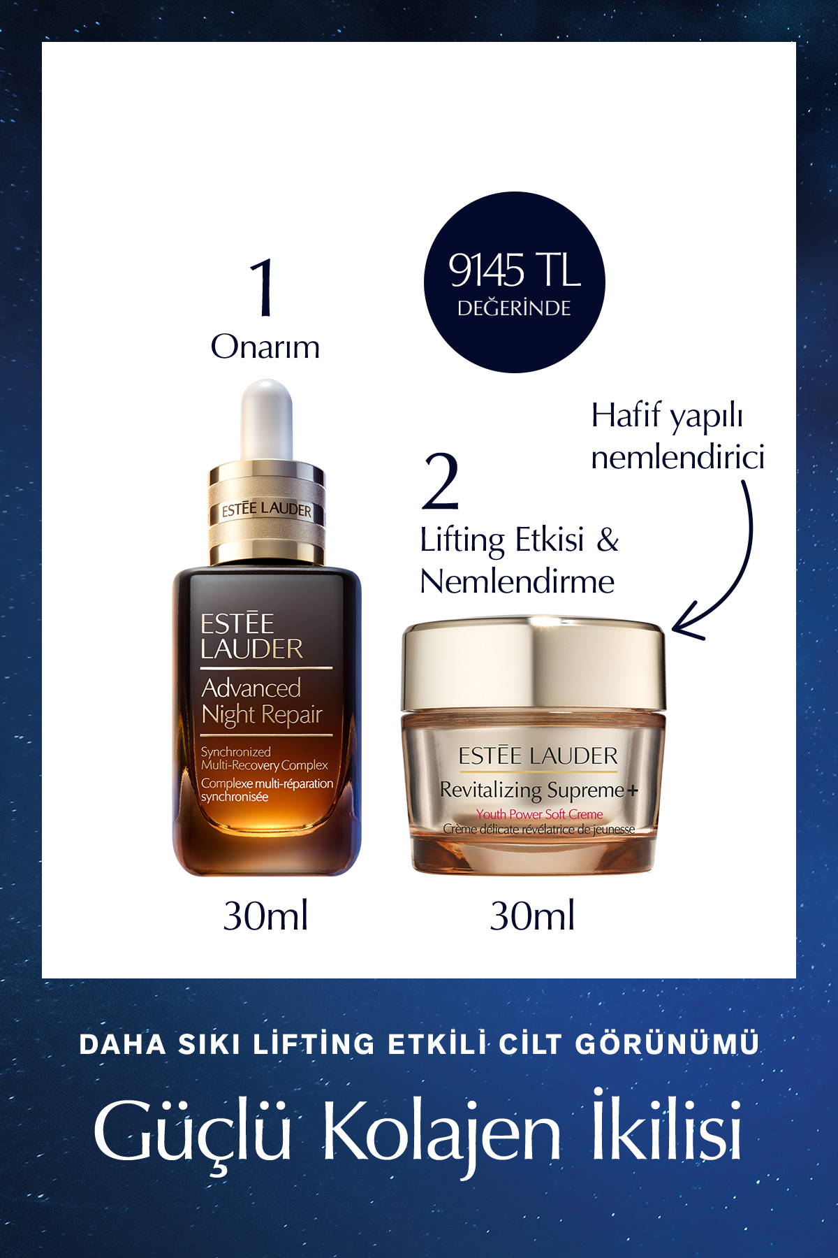 Estee Lauder Yaşlanma ve Kırışıklık Karşıtı Serum 30ml Nemlendirici 30ml Cilt Bakım Seti
