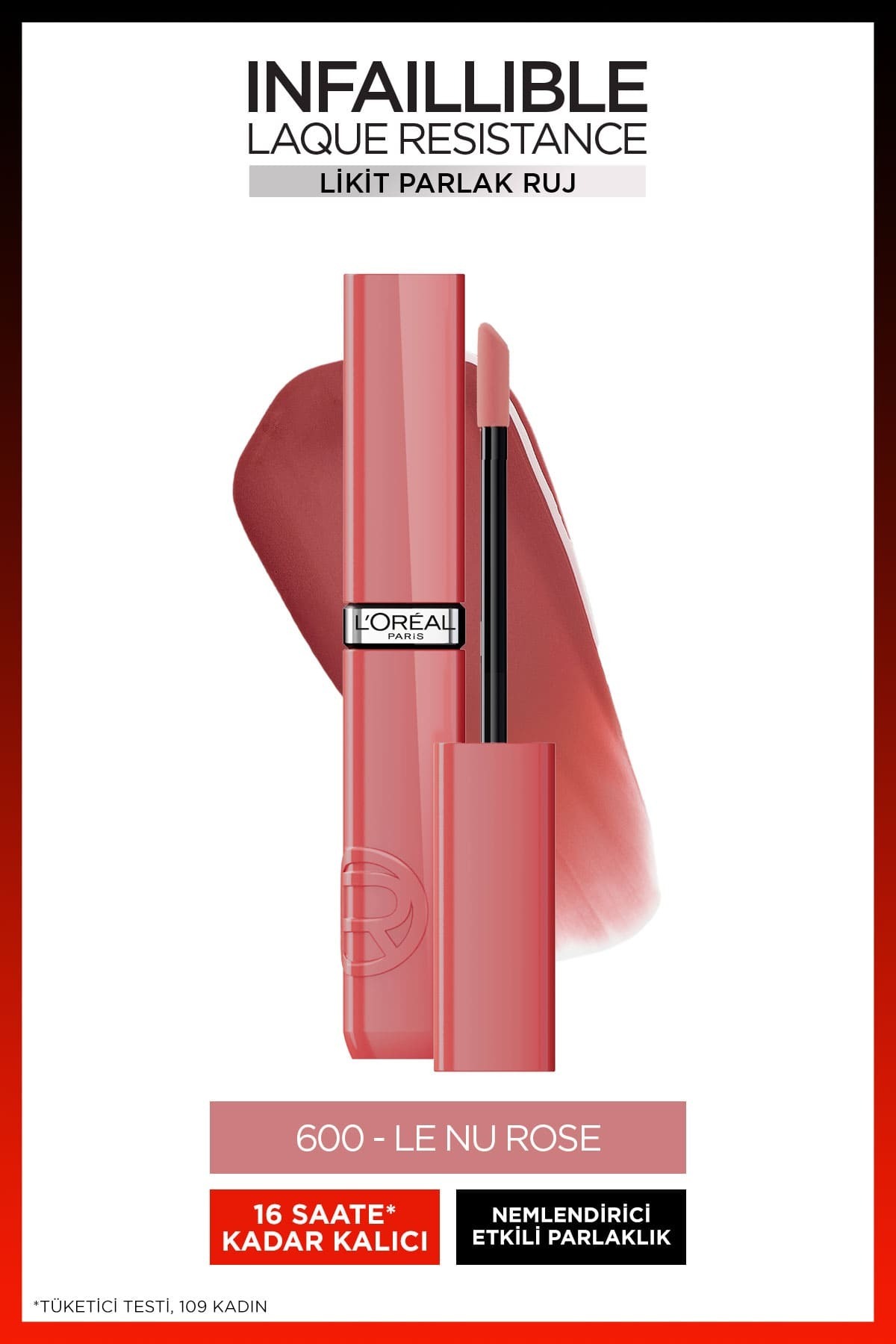 L'Oreal Paris Infaillible Laque Resistance Liquid Glossy Lipstick - 600 Le Nu Rose