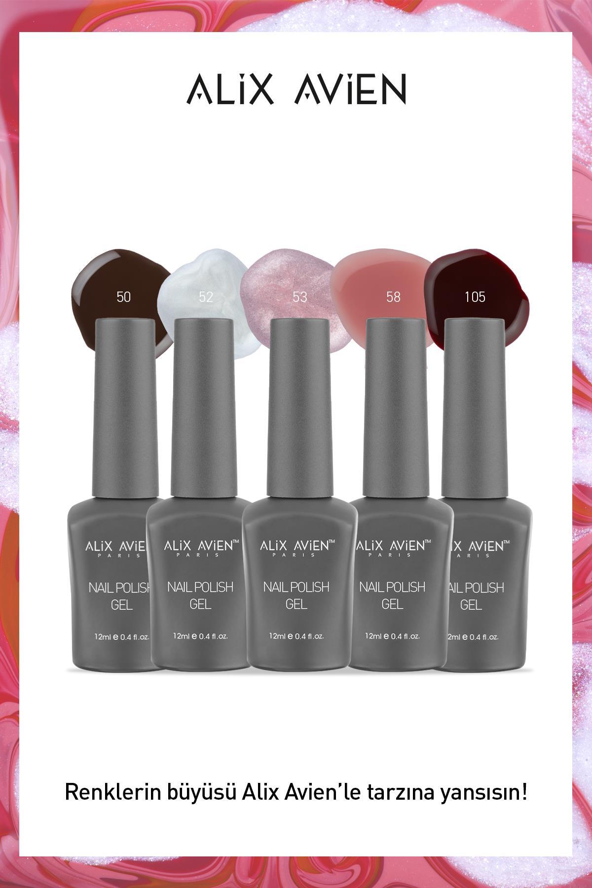 Alix Avien Yüksek Pigmentasyonlu Yoğun Renk Veren Protez Tırnak UV 5'li Kalıcı Oje Set - Nail Polish Gel Set 05