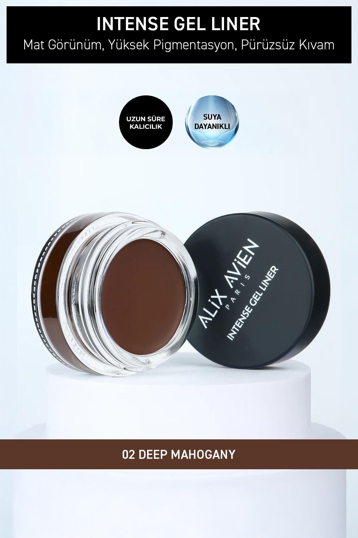Alix Avien Yüksek Pigmentli Suya Dayanıklı Uzun Süre Kalıcı Mat Jel Eyeliner - Intense Gel Liner 02 Deep Mohang