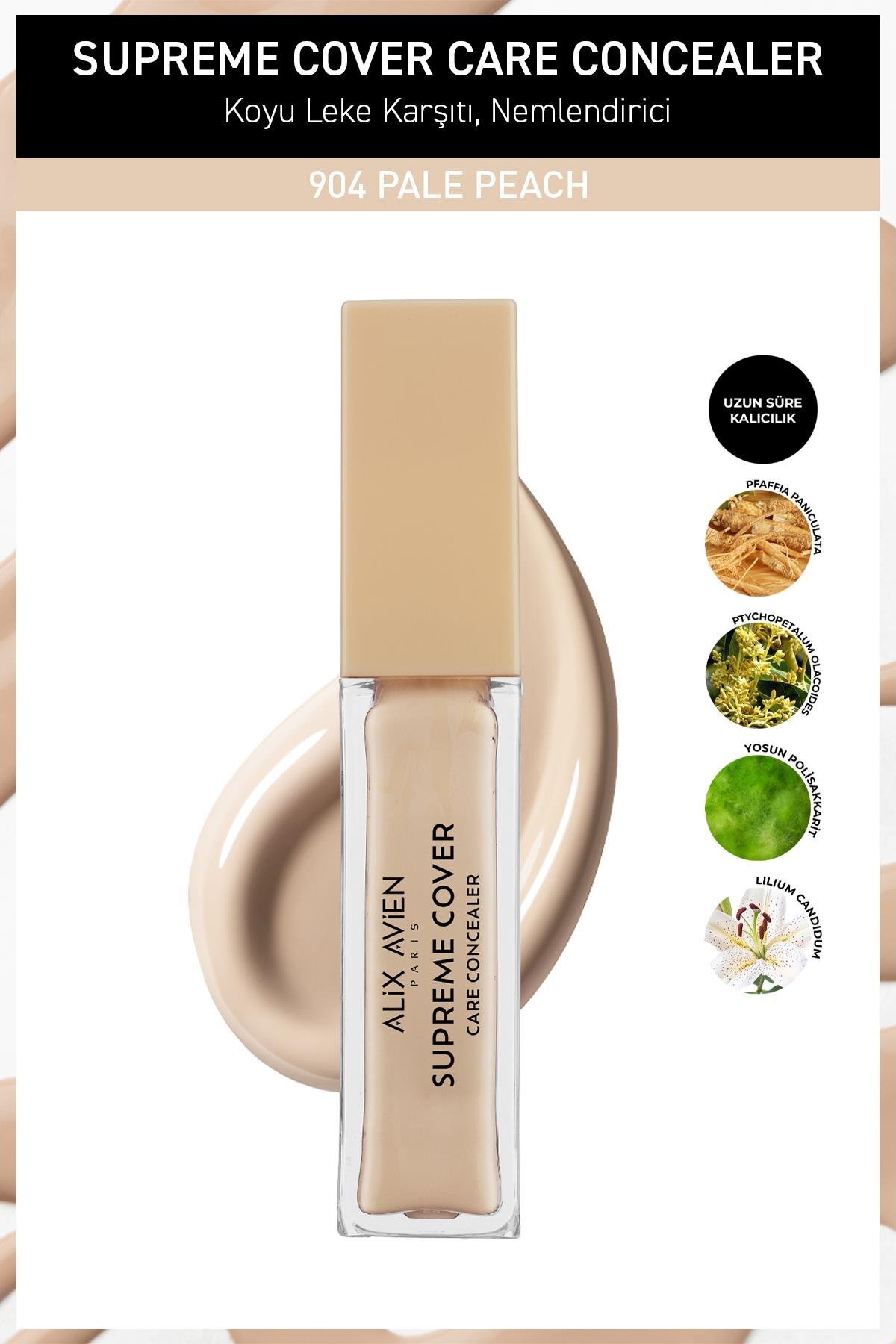 Alix Avien Kalıcı,Nemlendirici,Hücre Onarıcı Leke Karşıtı Kapatıcı - Supreme Cover Concealer 904 Pale Peach
