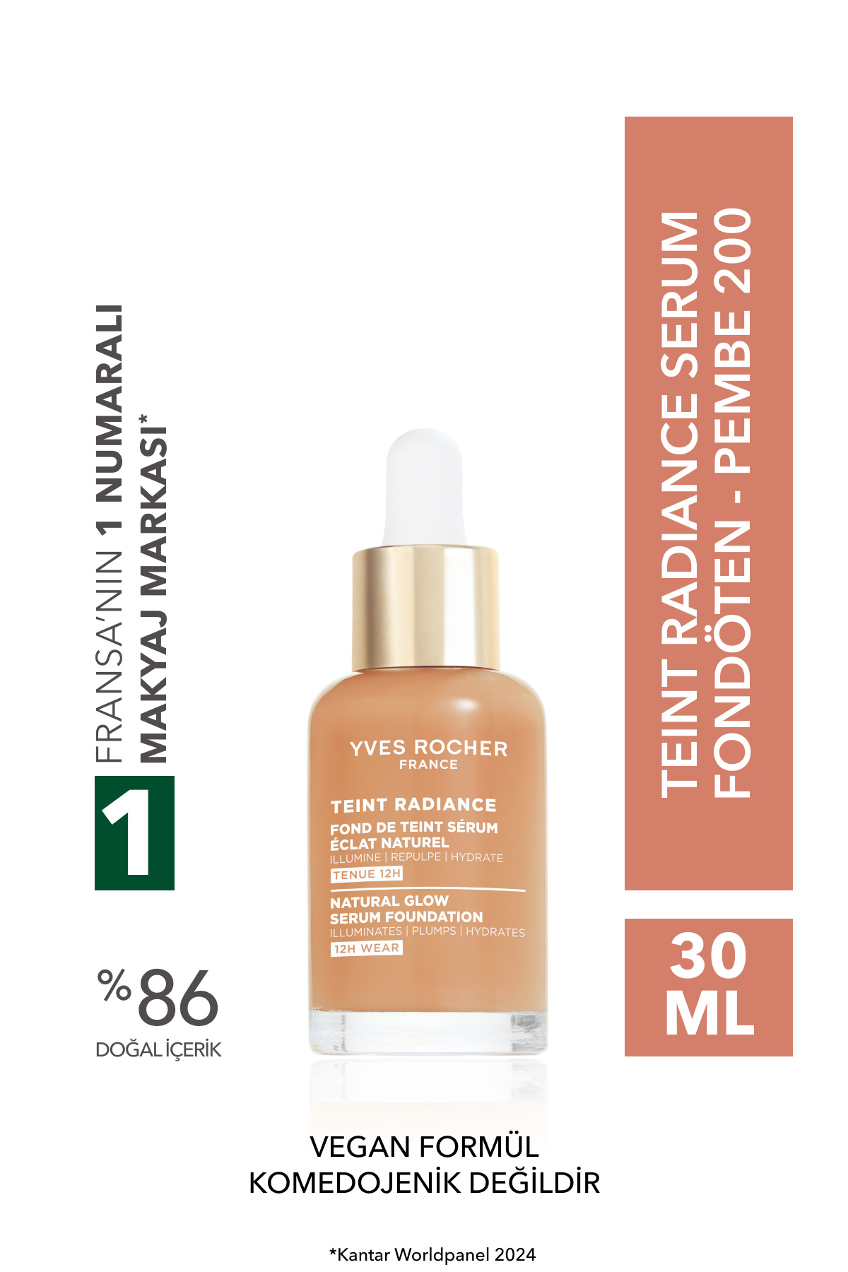 Yves Rocher Işıltı Veren Serum Fondöten - Hyalüronik Asit -Teint Radiance - Vegan-Pembe 200-84837