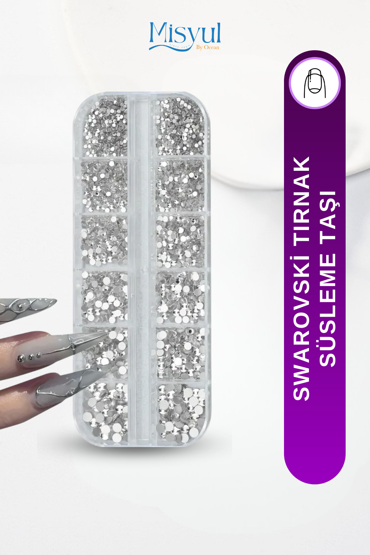Misyul Tırnak Süsleme Taş Seti, Nail Art Tırnak Süsleme Taşı Silver