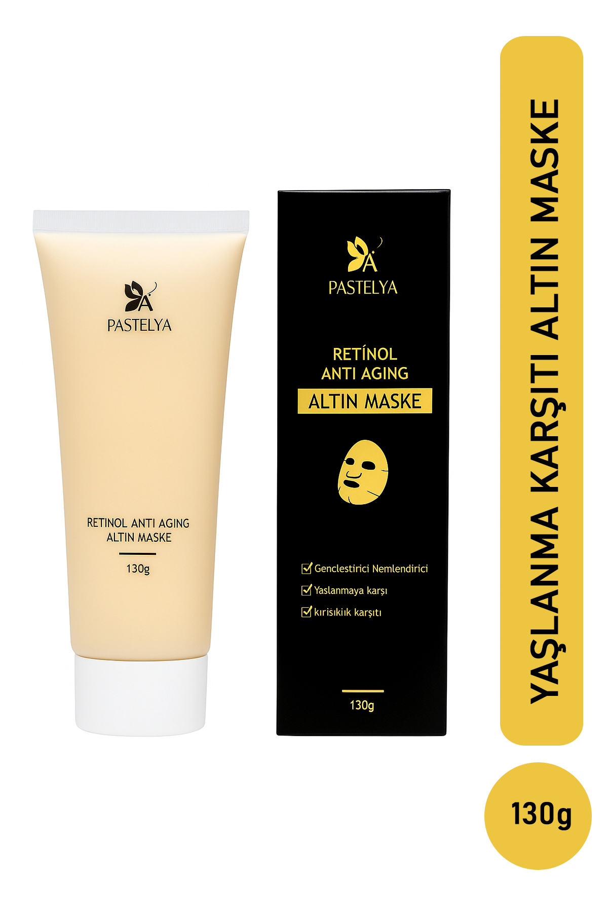 Pastelya Retinol Anti Aging Altın Maske 130g Soyulabilir maske– Kırışıklık ve Yaşlanma Karşıtı, retinal