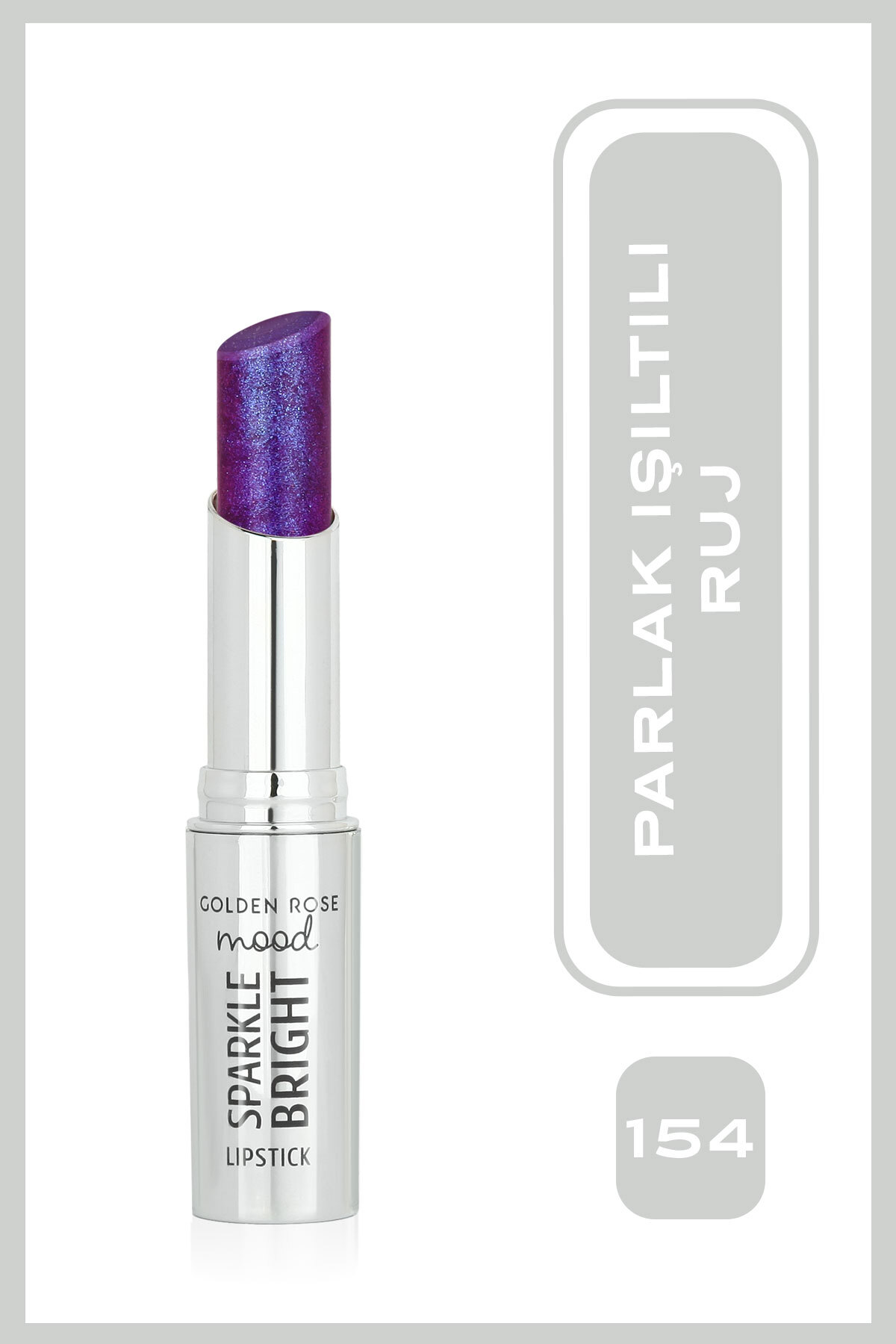 Golden Rose Mood Sparkle Bright Lipstick No: 154 Violet Fizz - Yoğun Işıltılı Parlak Ruj