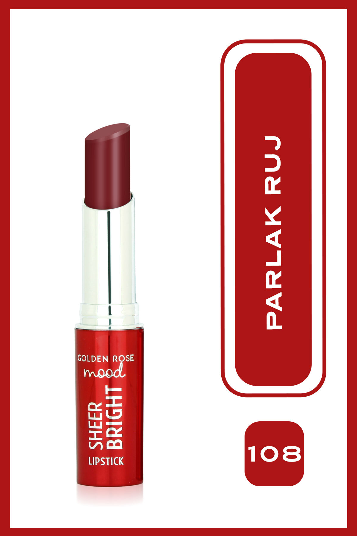 Golden Rose Mood Sheer Bright Lipstick No: 108 Rosy Plum - Parlak ve Nemlendirici Ruj