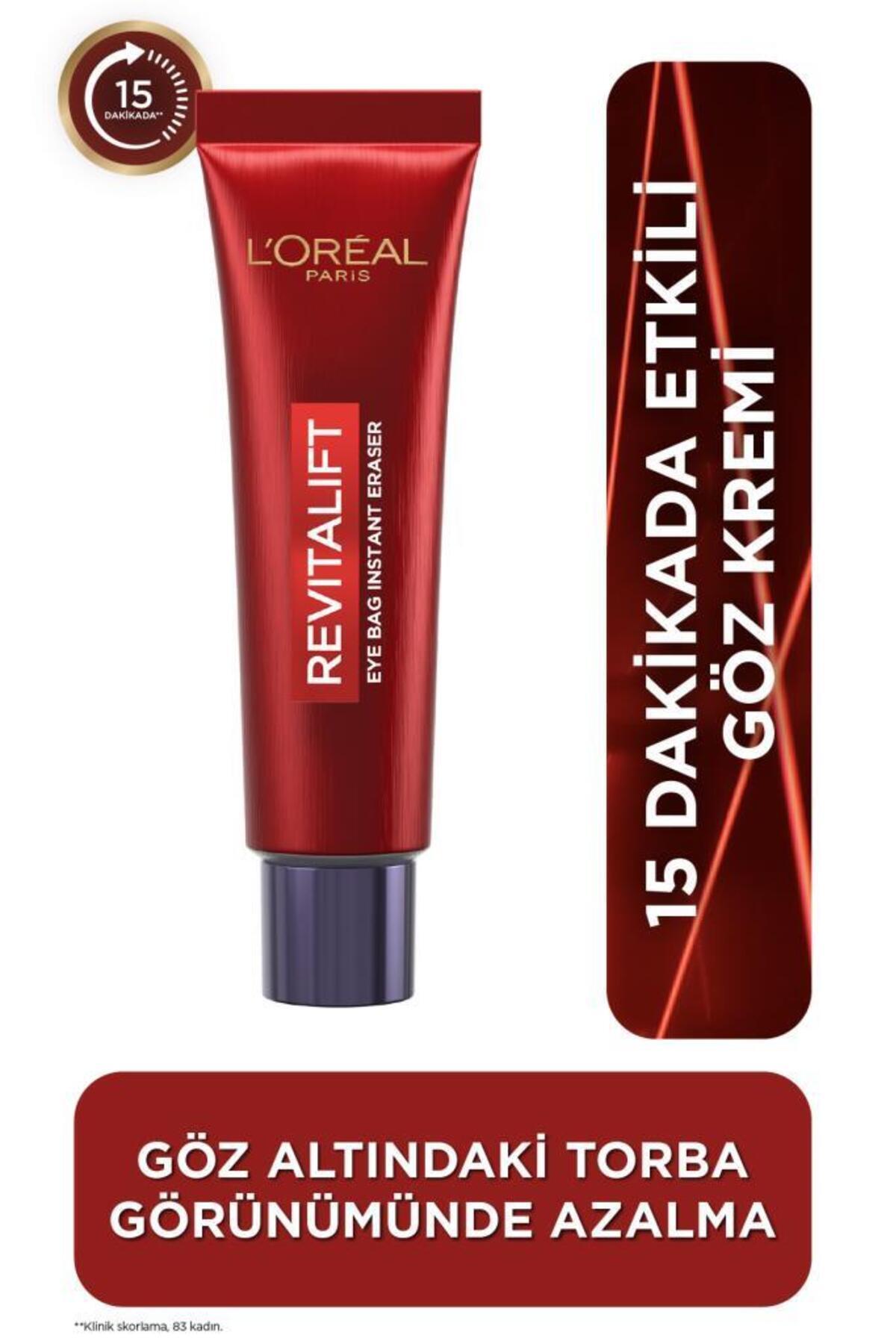 L'Oreal Paris Revitalift Lazer Göz Altı Torba, İnce Çizgi ve Kırışıklık Görünümü Azaltıcı Göz Kremi 15ml