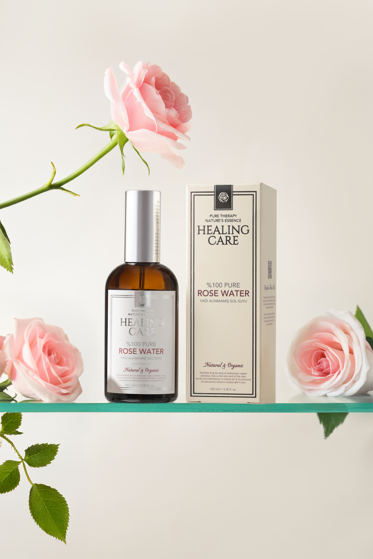 Healing Care Saf Gül Suyu %100 Doğal Yağı Alınmamış Cam Amber Şişe 100ml