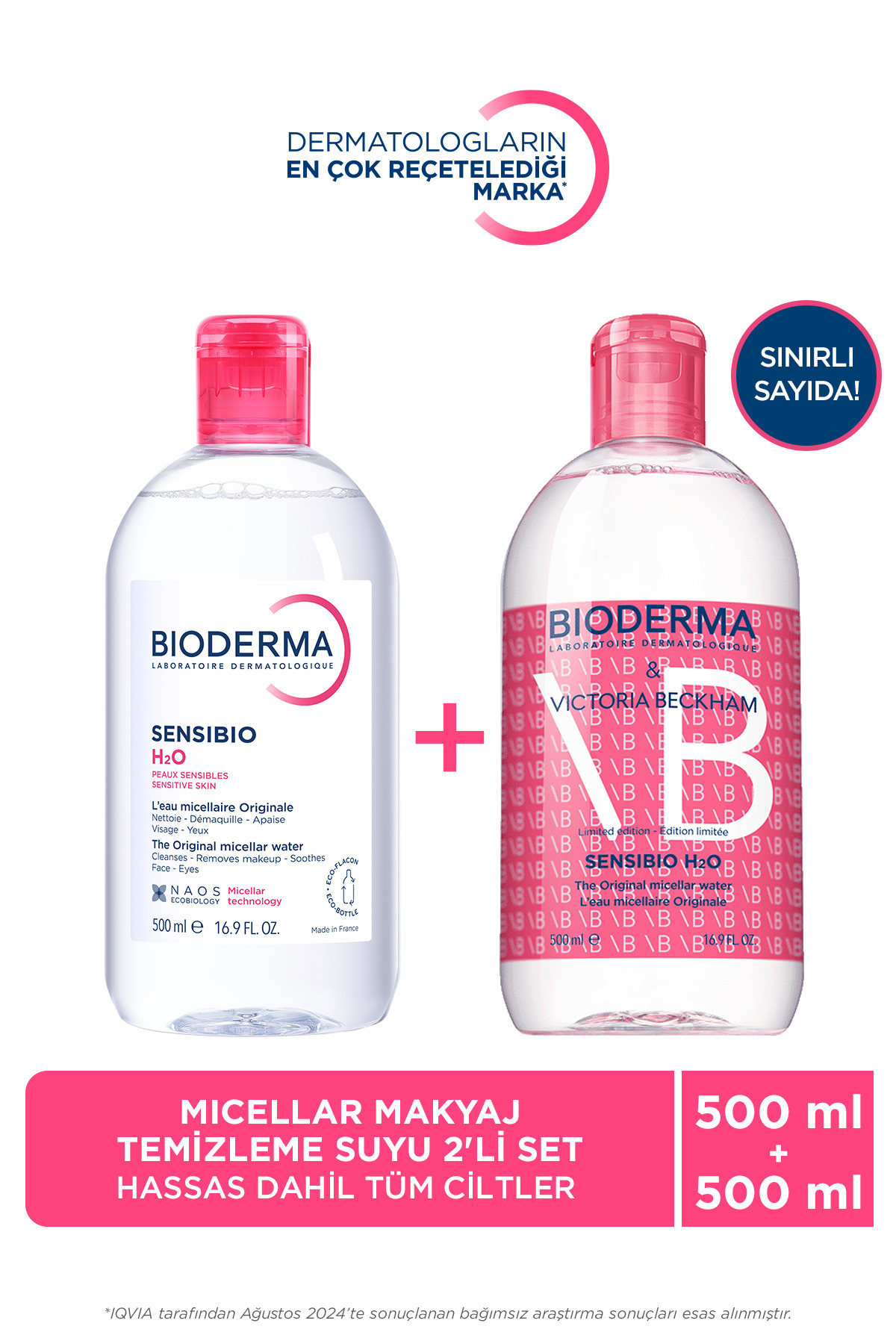 Bioderma Sensibio H2O Micellar Makyaj Temizleme Suyu Limited Edition 2'li Set Hassas ve Tüm Ciltler 500 ml