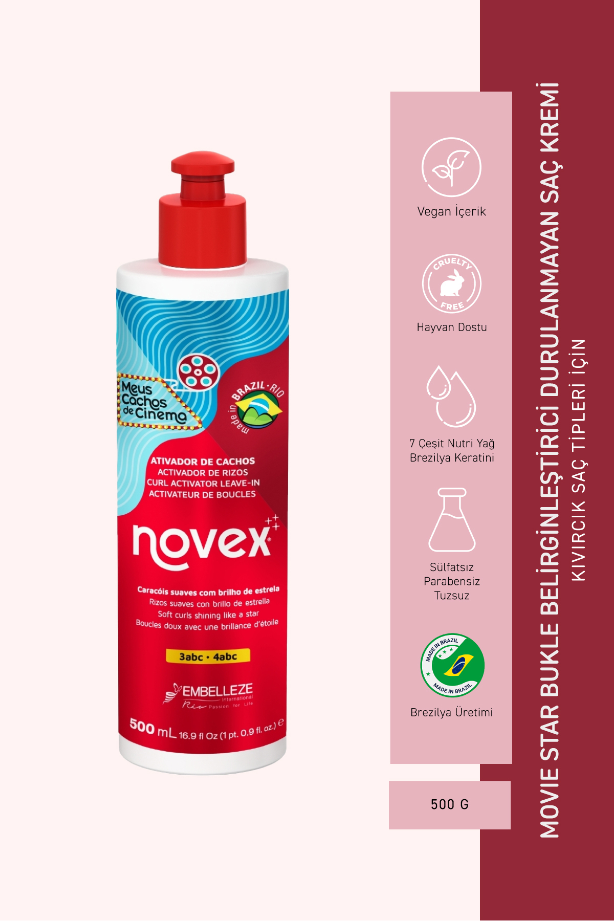 NOVEX Movie Star - Ekstra Parlaklık Veren Bukle Aktivatörü 500g