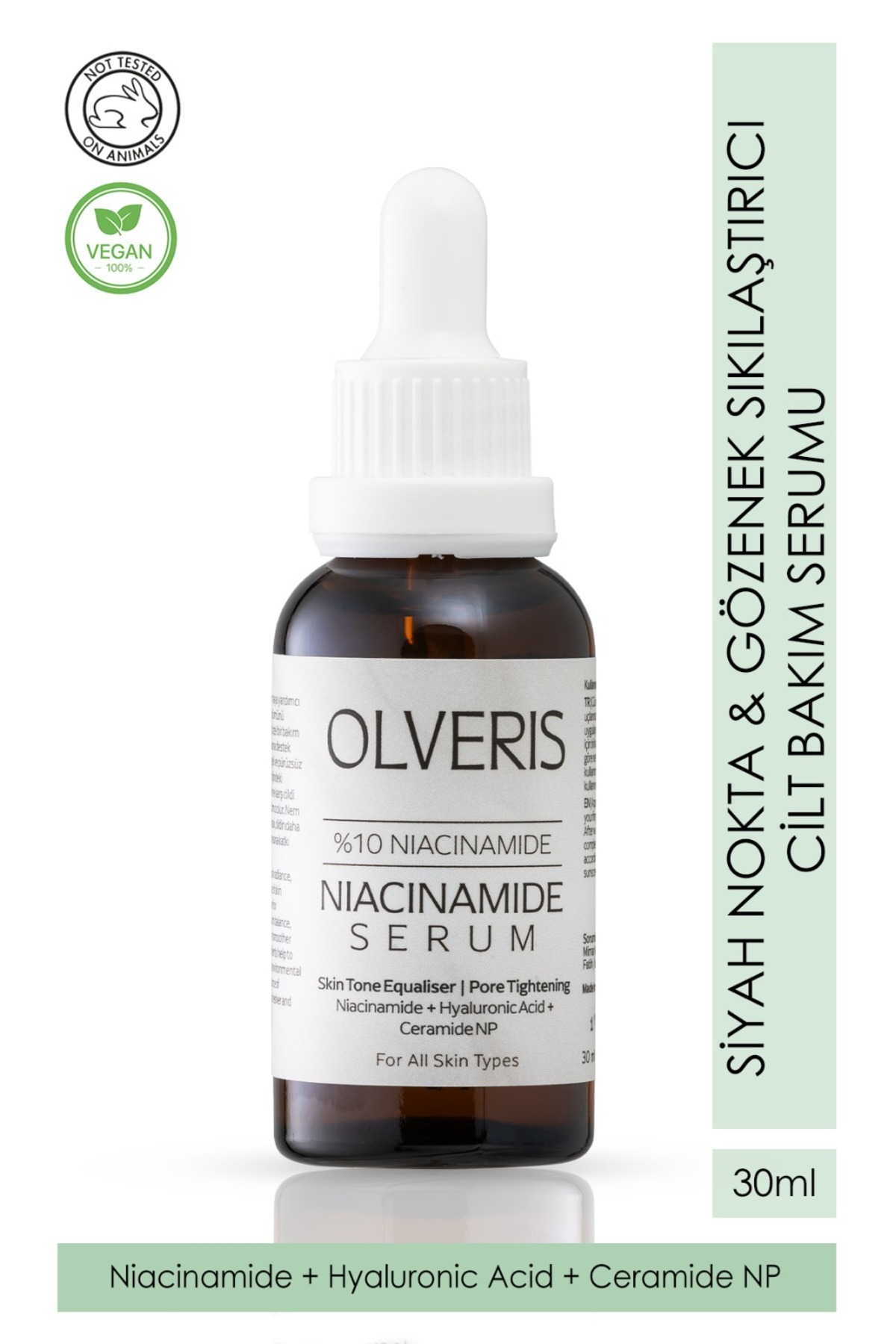 OLVERIS Siyah Nokta & Gözenek Sıklaştırıcı Cilt Bakım Serumu 30 Ml (%10 Niacinamide&HA&Ceramide)