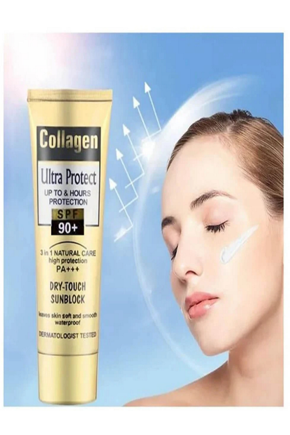 WOKALLI Collagen Ultra Yüksek Koruma Suya Sayanıklı Güneş Kremi SPF 90 + Saf Kollajen Ten Aydınlatıcı