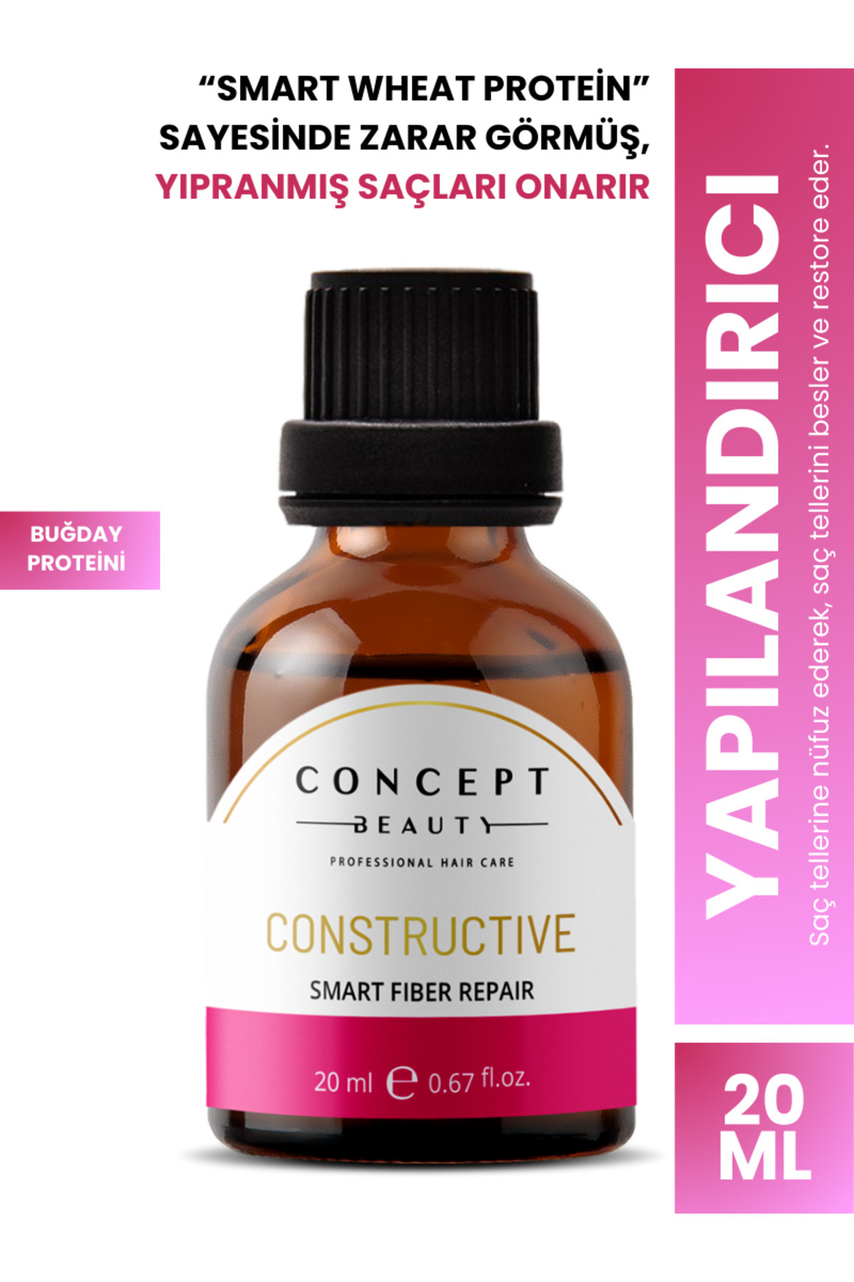 Concept Beauty Yapılandırıcı Saç Bakım Shot'ı - Buğday Tohumu Ekstratı - Zayıf, Kuru, Mat Saçlar Için Serum (20ML)