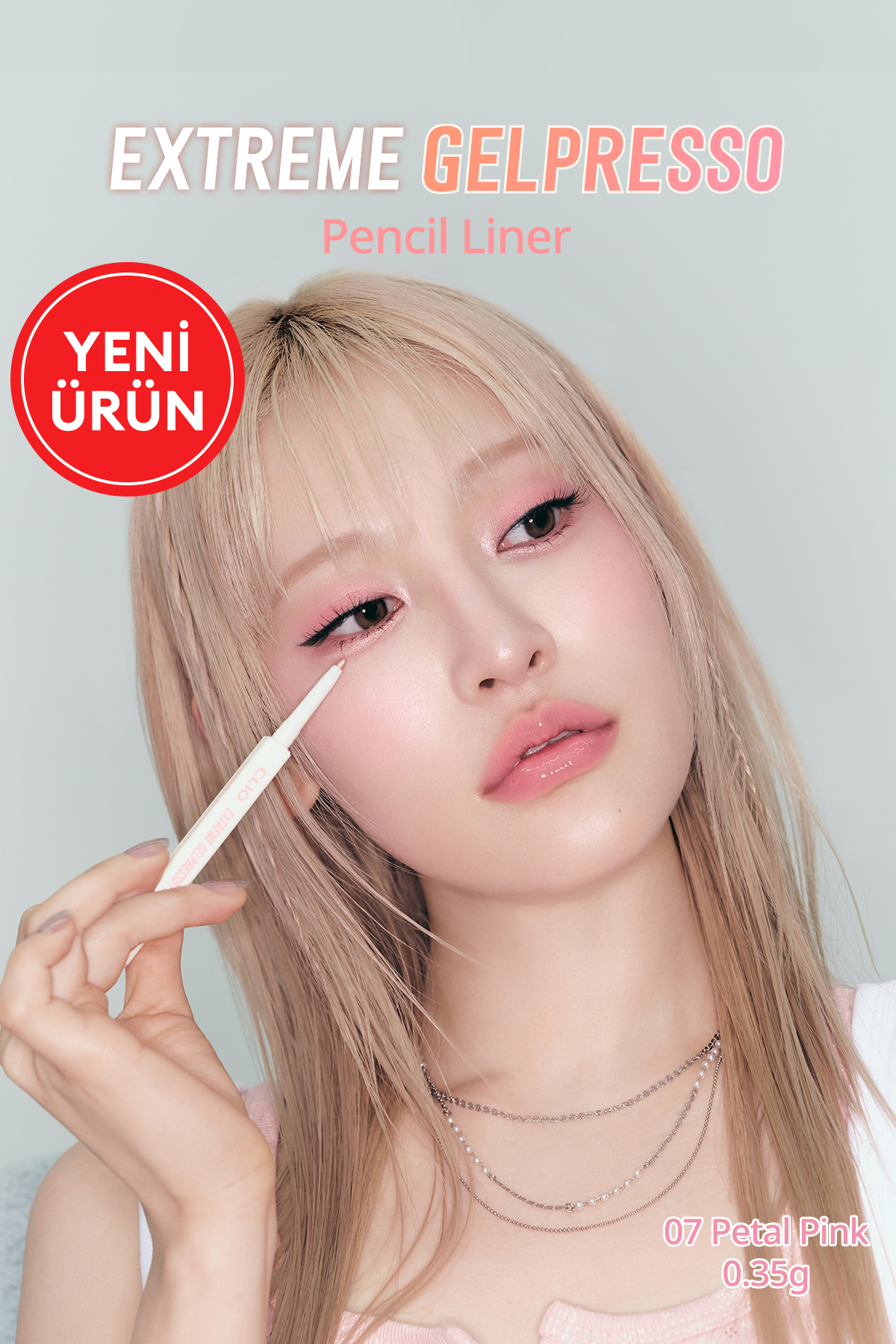 CLIO Suya Dayanıklı, Gün Boyu Kalıcı Kalem Eyeliner Extreme Gelpresso Pencil Liner (07 Petal Pink)