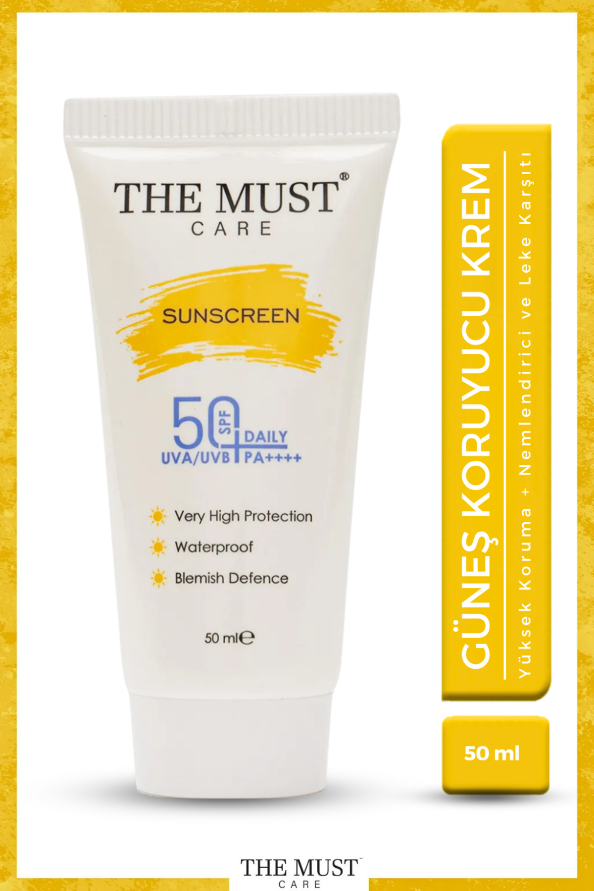 THEMUSTCARE Yüksek Koruma ve Nemlendirici Etkili Cilt Tonu Eşitleyici, Leke Karşıtı SPF50+ Güneş Kremi 50 ml