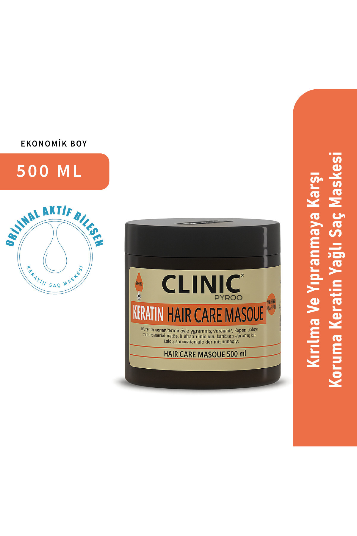 CLINIC PYROO Kırılma Ve Yıpranmaya Karşı Koruma Keratin Yağlı Saç Maskesi - 500 ml