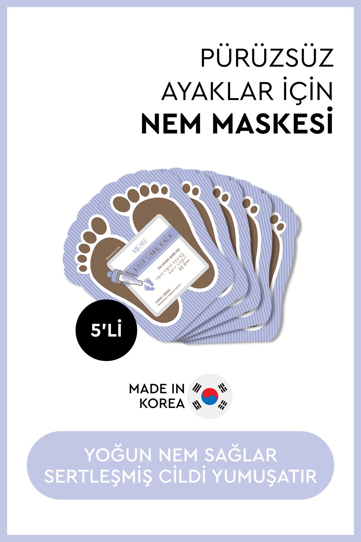 Mjcare Premium Foot Care Pack - Nemlendirici Çorap Tipi Ayak Bakım Maskesi 5'li