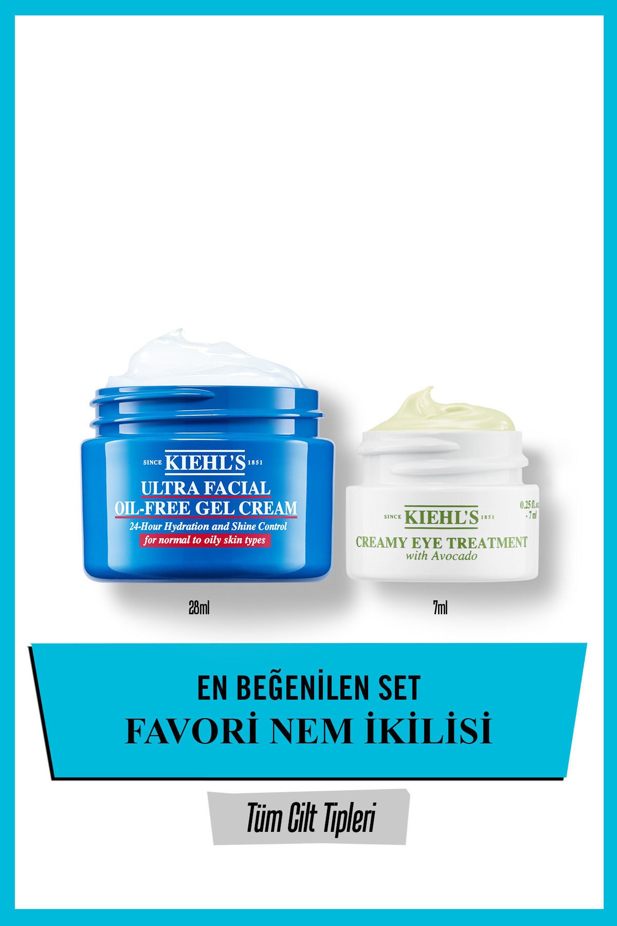 Kiehl's Yağlı ve Normal Ciltler İçin Parlamayı Azaltıcı ve Göz Çevrenine Yoğun Nem Veren Kremi İkilisi Seti
