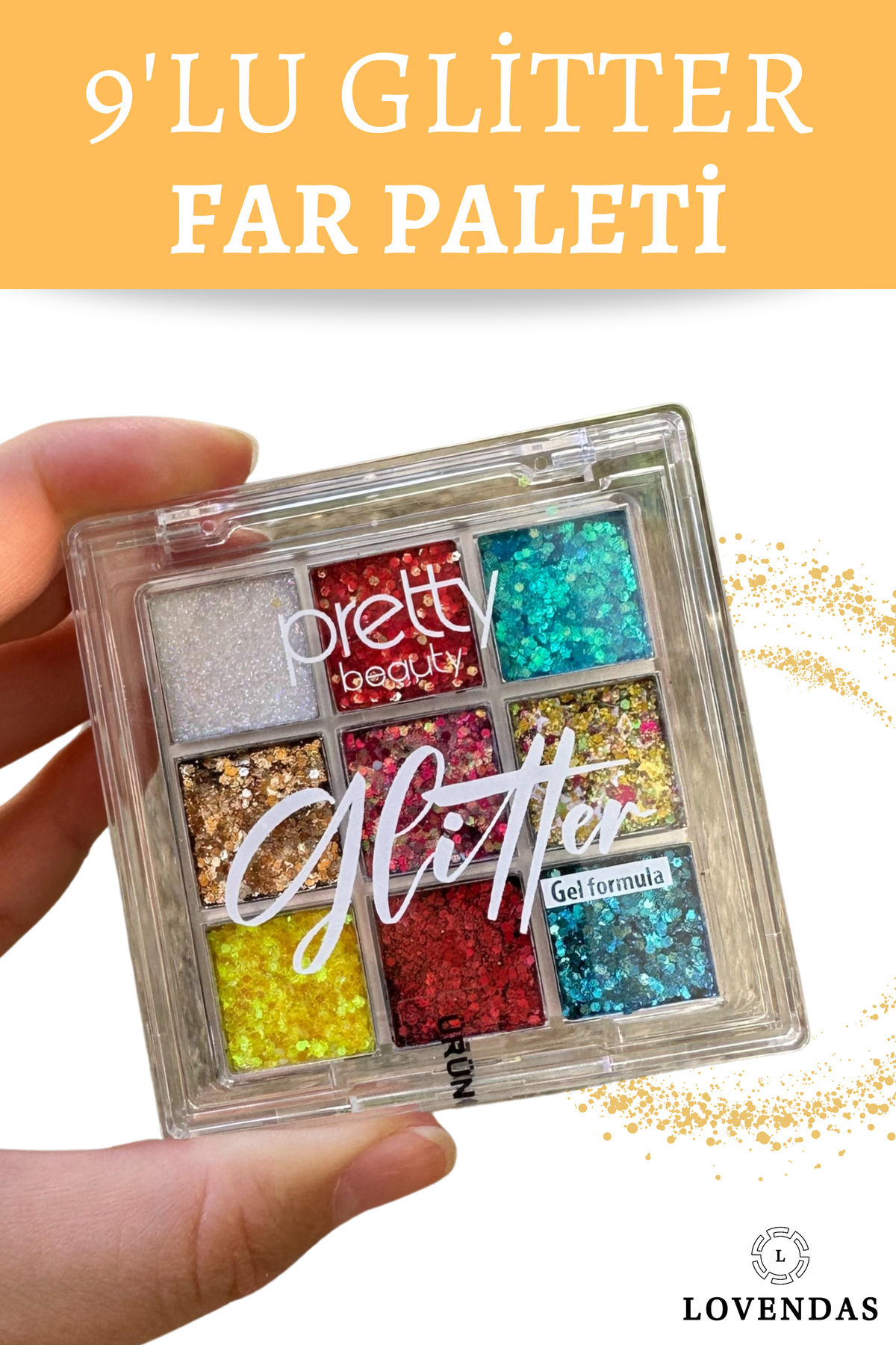 Lovendas 9'lu Glitter Far Paleti Jel Formüllü Yüksek Renk Yoğunluğu