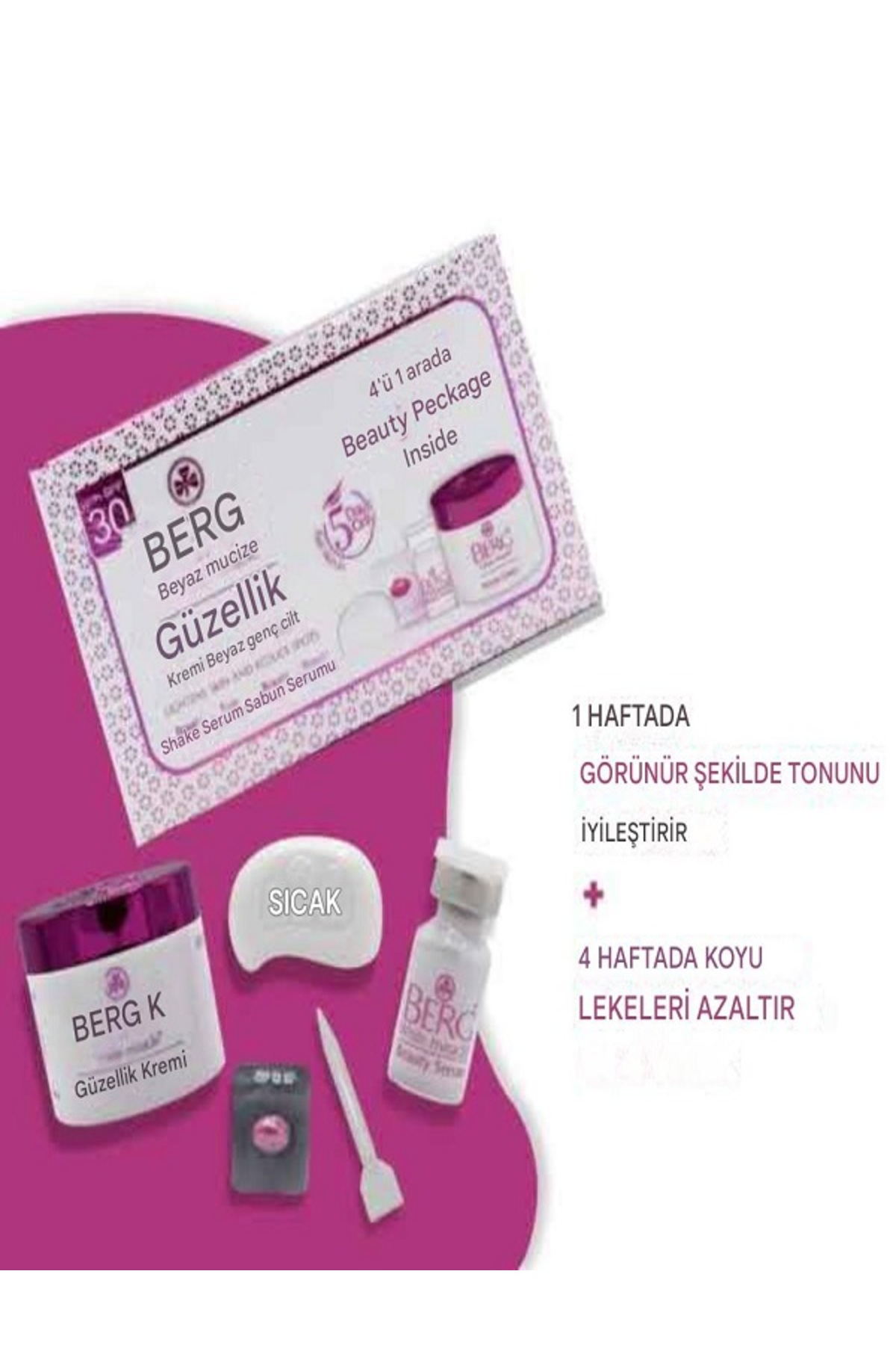 White Miracle 4 Ü 1 Arada Güzellik Paketi Orjinal İthal Pakistan Hint Kremi SPF 30 Güneş Koruma