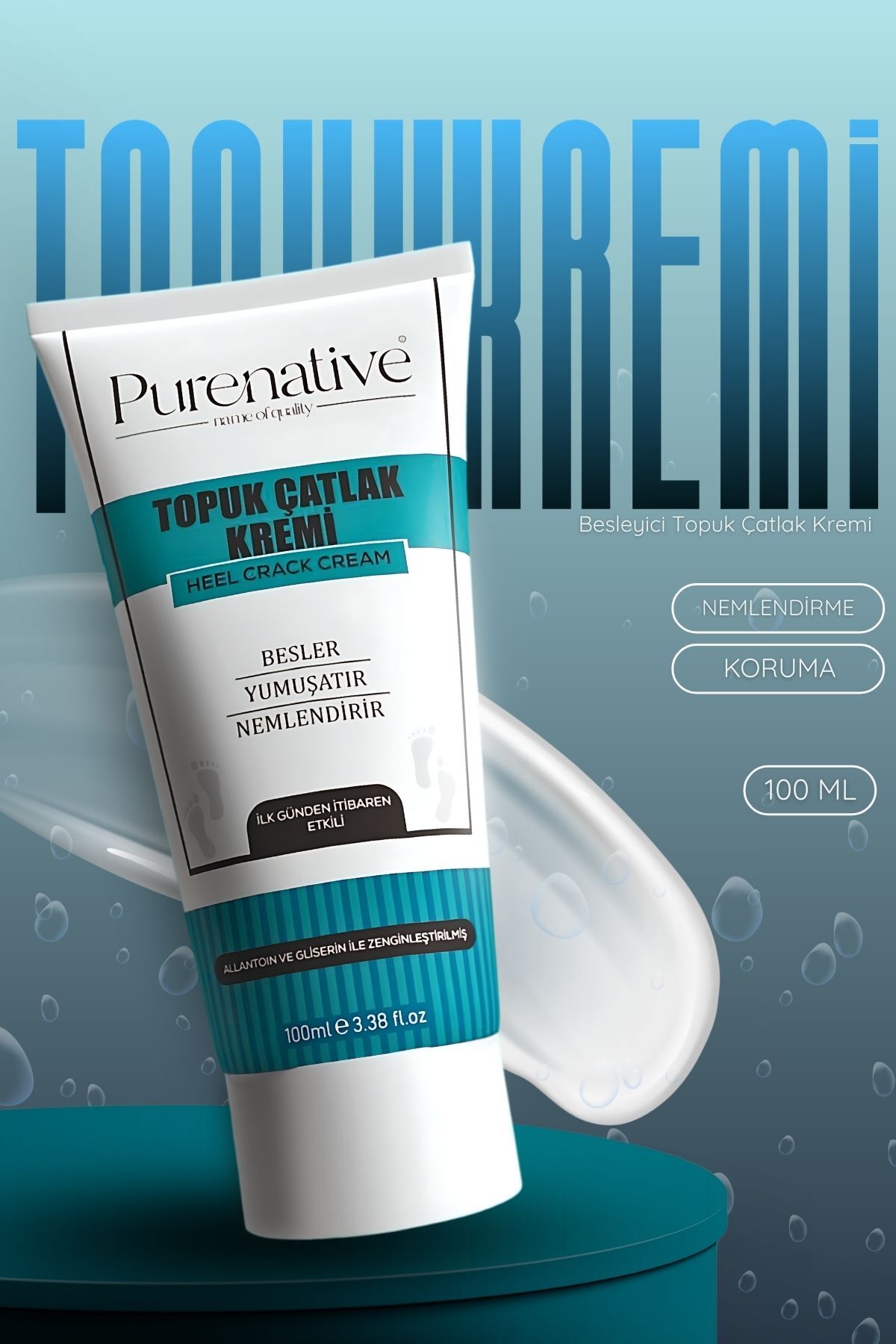 PURENATIVE 100 ml Nemlendirici Ve Çatlak Giderici Onarıcı Topuk Bakım Kremi