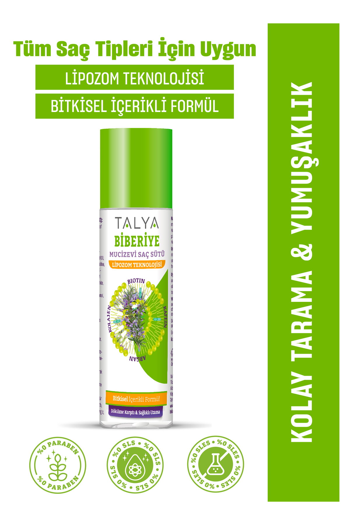 Talya Biberiye Saç Sütü,Dökülme Karşıtı Bakım, Bitkisel Formül, Lipozom Teknolojisi, 200 ml