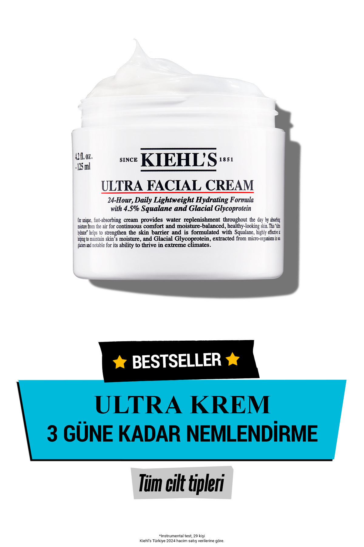 Kiehl's Tüm Cilt Tipleri İçin Cildin Kuru Bölgelerini Ultra Facial 72 Saat Nemlendirici Günlük Krem 125 ML
