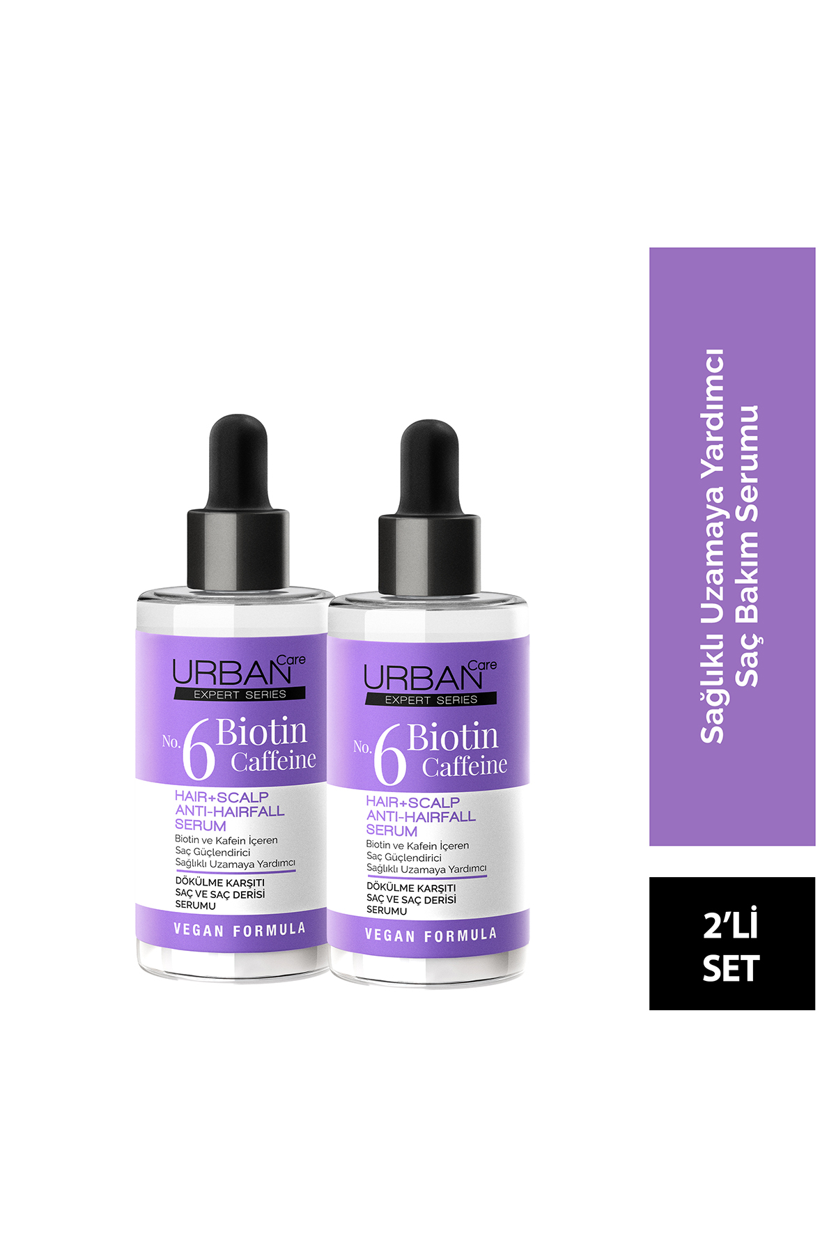 Urban Care Expert No.6 Biotin Caffeine Dökülme Karşıtı Saç Bakım Serum Seti 2x50 ml -vegan