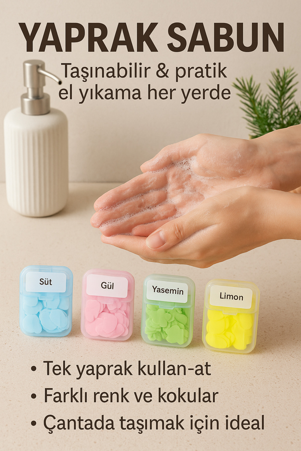 Amentes 100 Yaprak Parfümlü Eriyen Mini Kağıt Sabun Öğrenci Çocuk Okul Dezenfektan El Sabunu Kamp Piknik