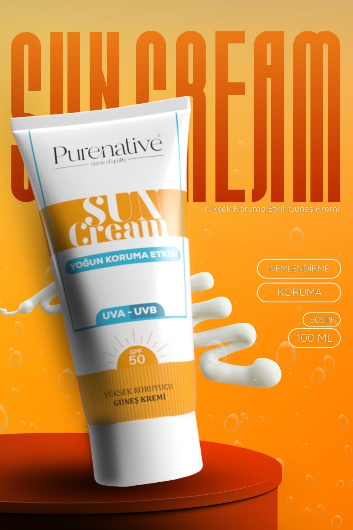 PURENATIVE 100 ml Yüksek Koruyucu Güneş Kremi