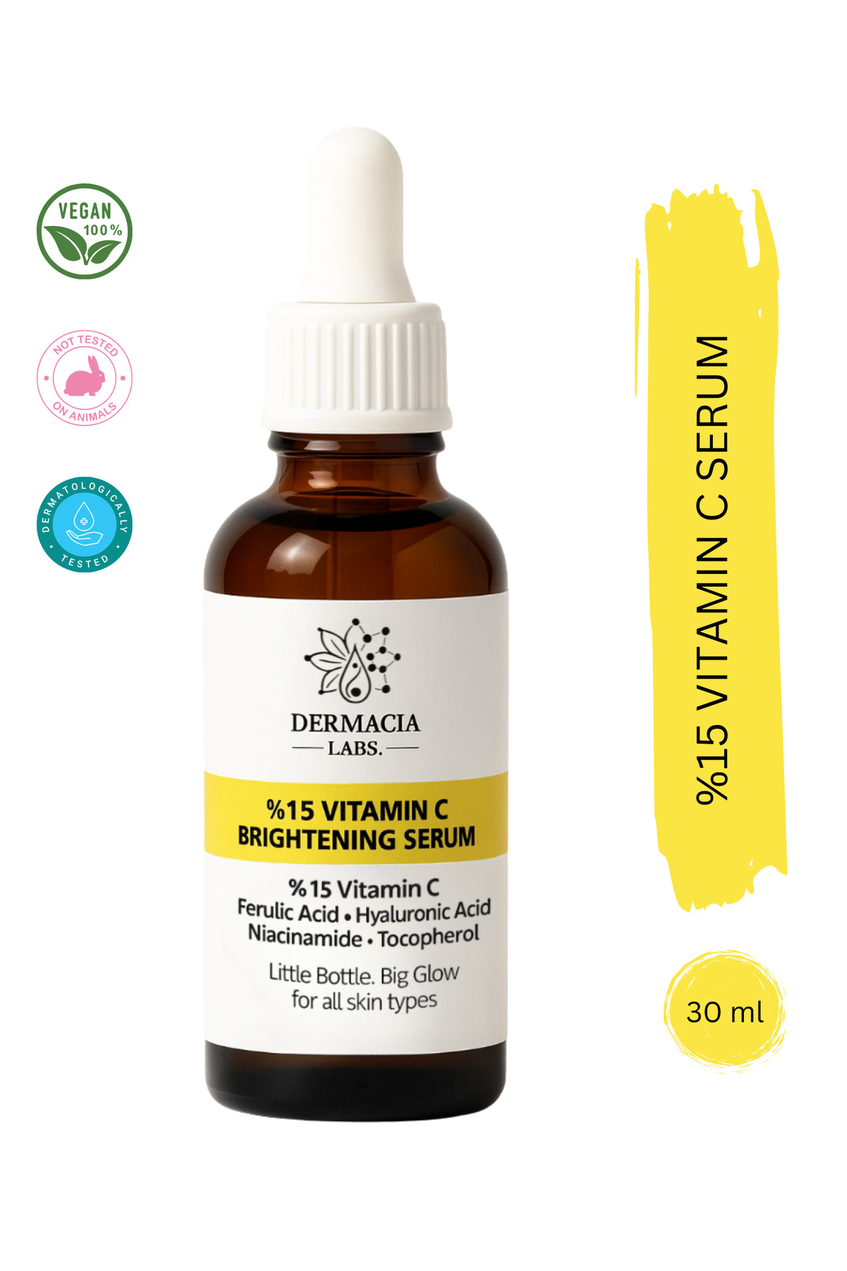 Dermacia Labs %15 Vitamin C | Süper Aydınlatıcı ve Leke Karşıtı Serum 30 ml |Ferulic Asit, Askorbik Asit, Niacinamide