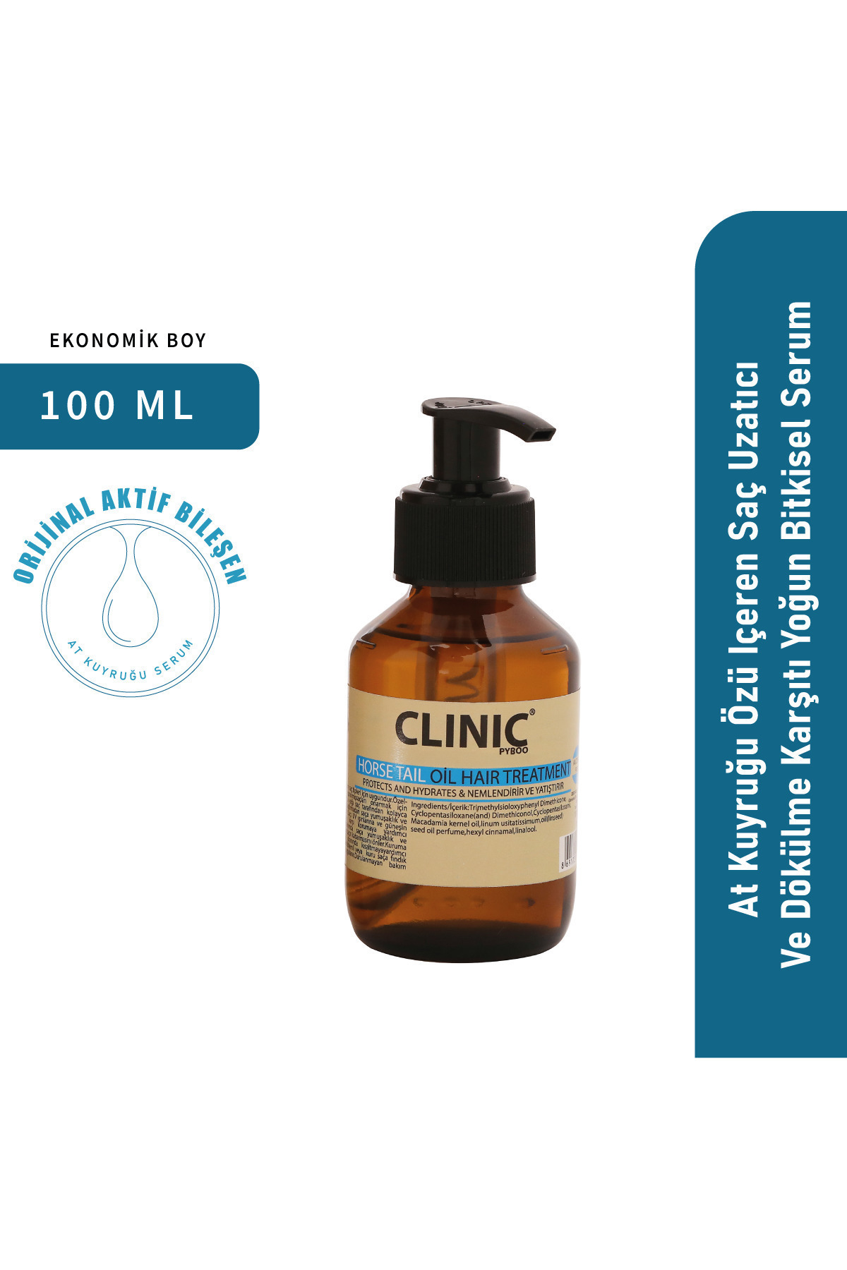 CLINIC PYROO At Kuyruğu Özü Içeren Saç Uzatıcı Ve Dökülme Karşıtı Yoğun Bitkisel Yağ - 100 ml