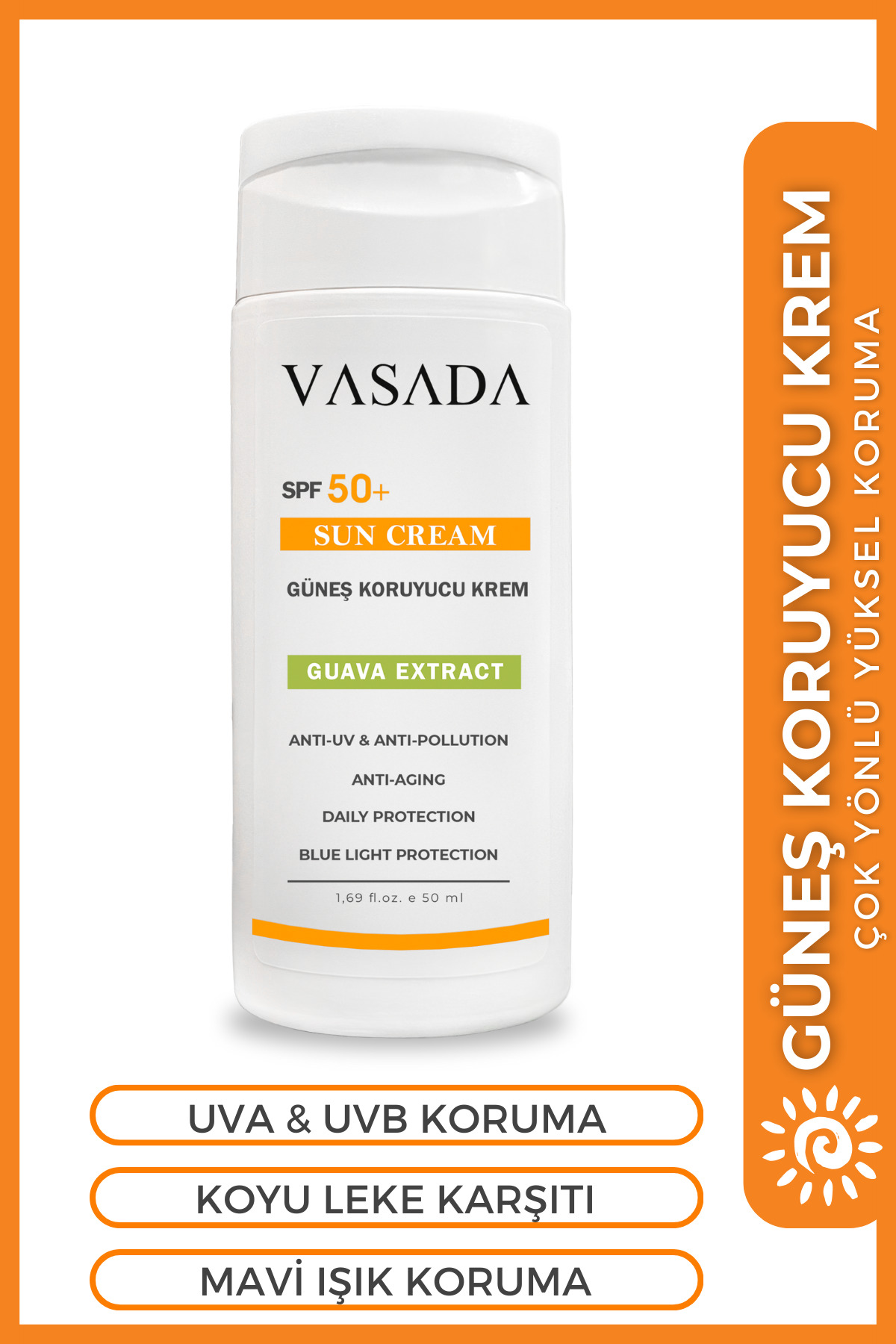 Vasada Güneş Kremi Yüksek Koruma Spf 50 Guava 50 ml